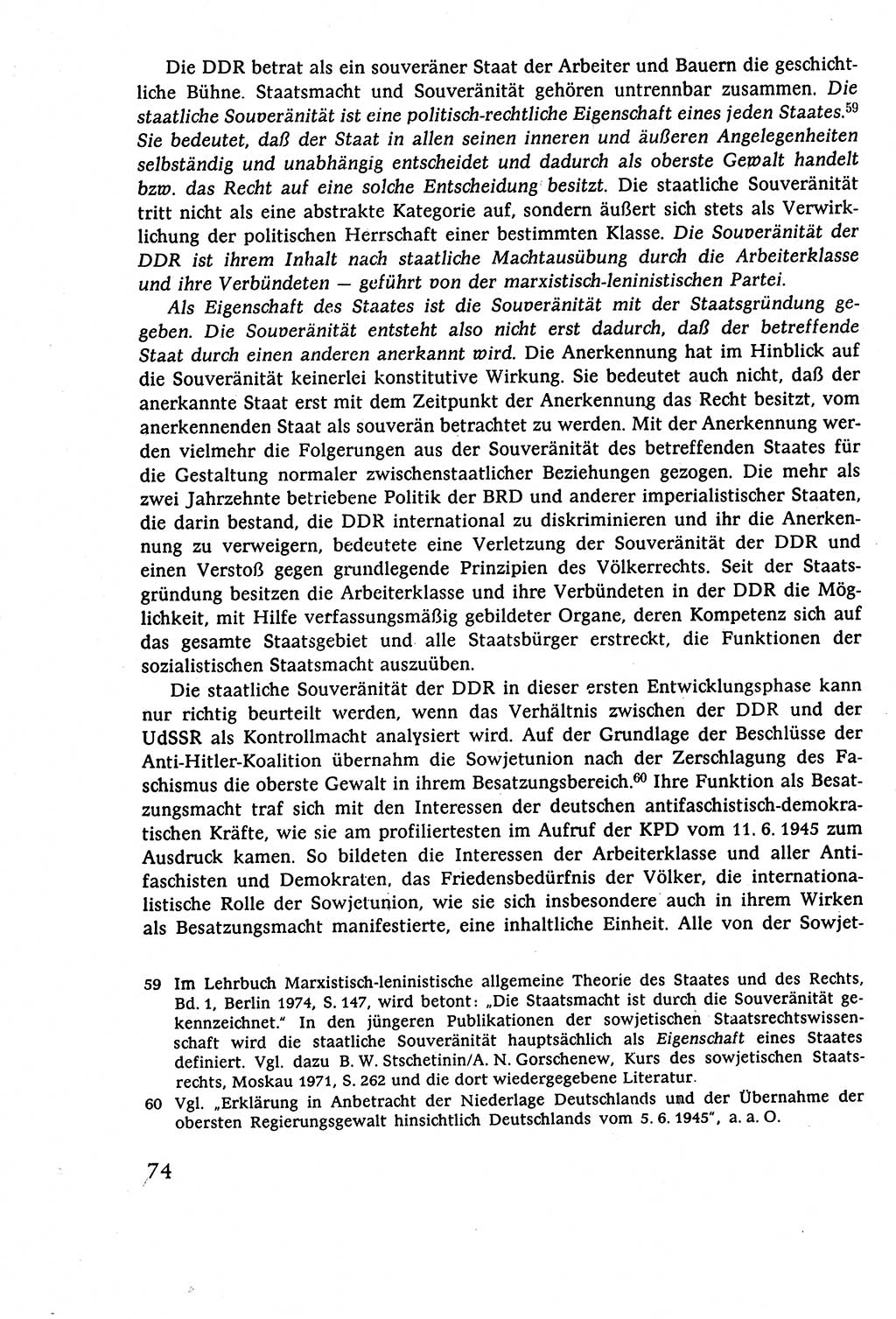 Staatsrecht der DDR (Deutsche Demokratische Republik), Lehrbuch 1977, Seite 74 (St.-R. DDR Lb. 1977, S. 74)