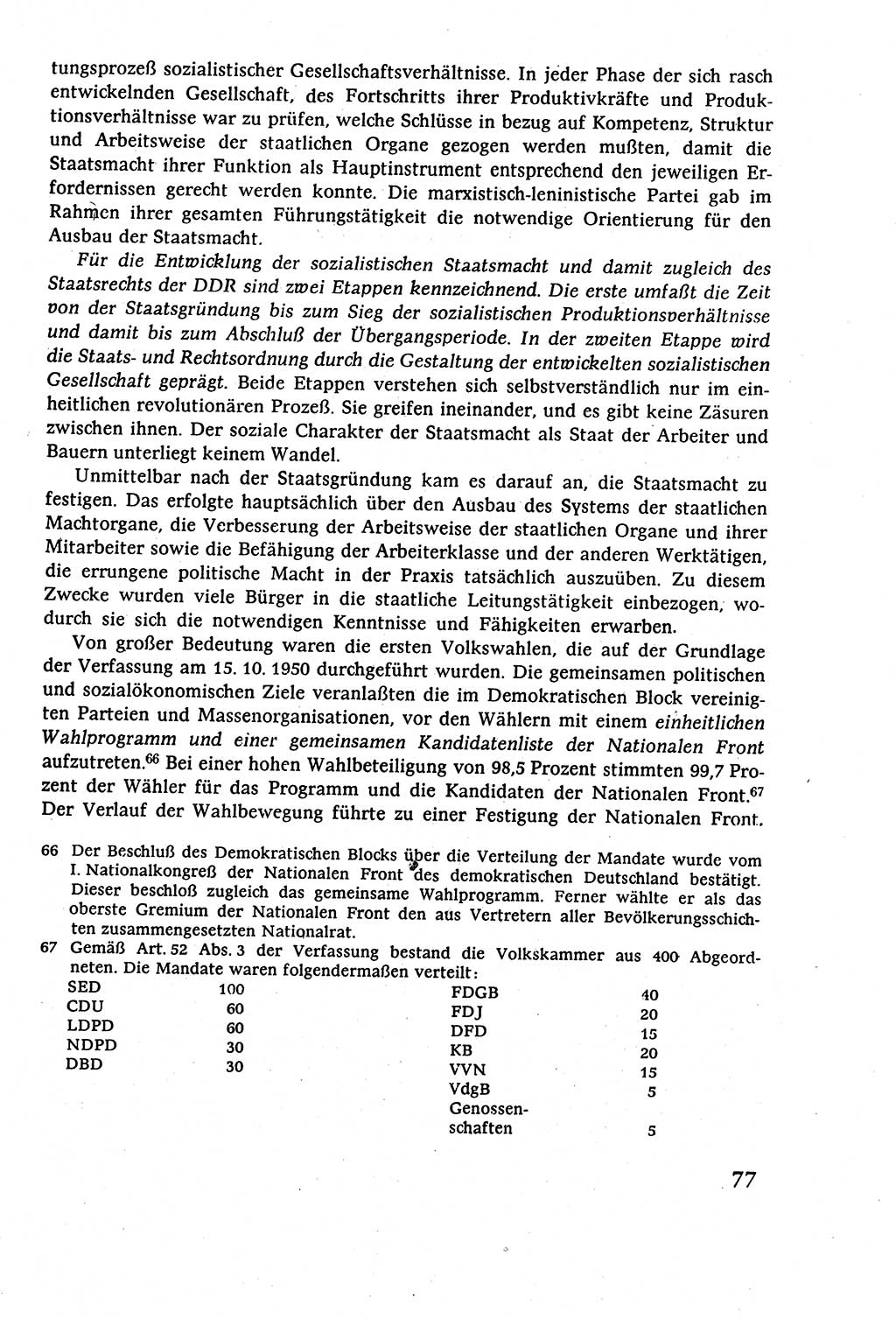 Staatsrecht der DDR (Deutsche Demokratische Republik), Lehrbuch 1977, Seite 77 (St.-R. DDR Lb. 1977, S. 77)