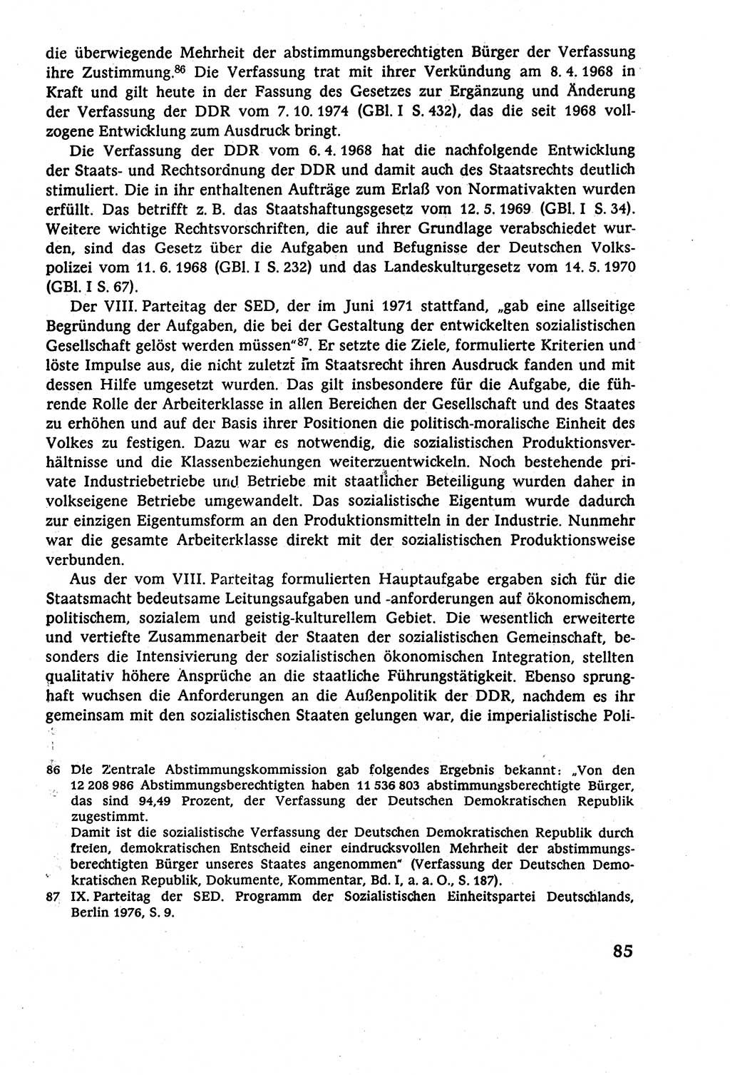 Staatsrecht der DDR (Deutsche Demokratische Republik), Lehrbuch 1977, Seite 85 (St.-R. DDR Lb. 1977, S. 85)