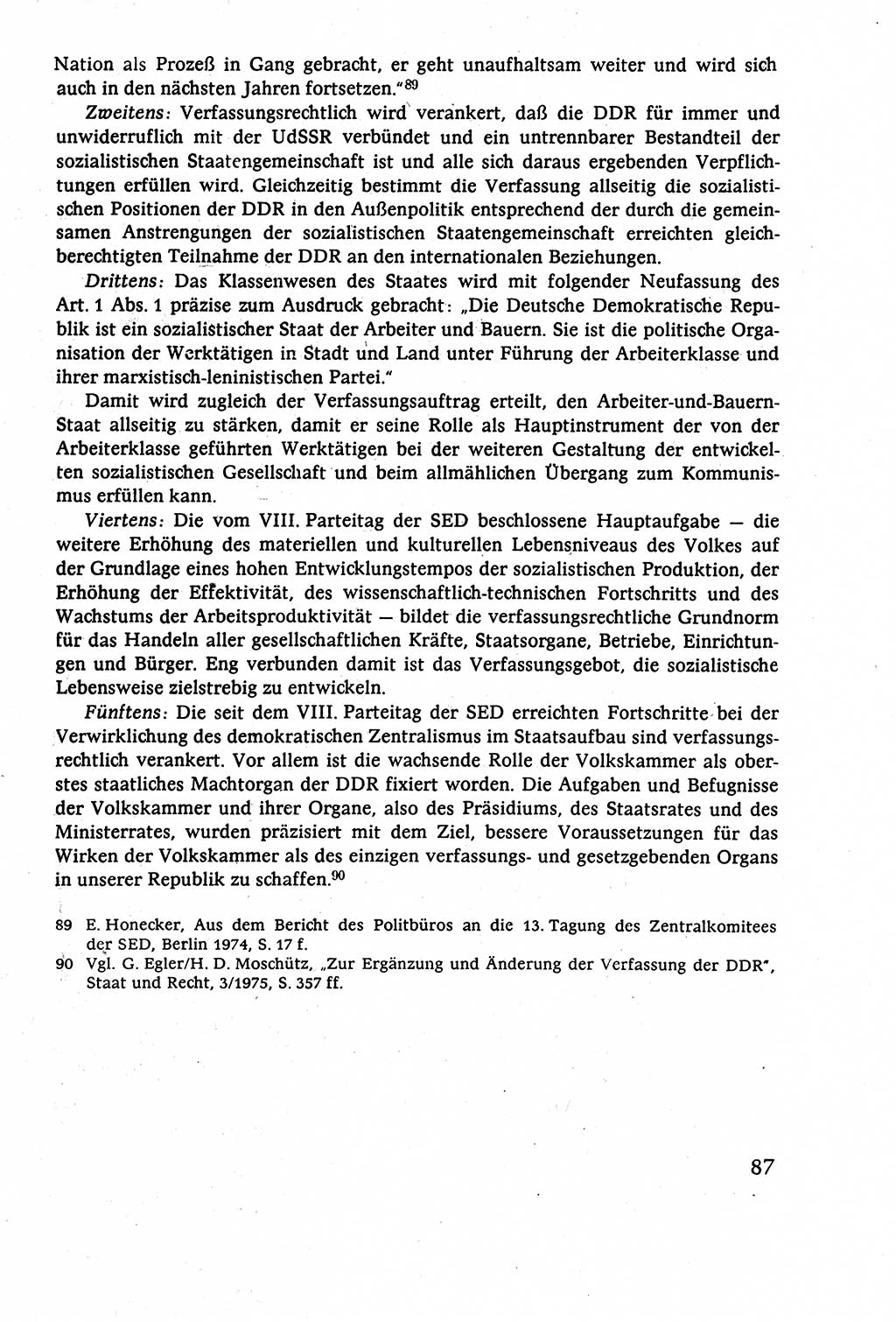 Staatsrecht der DDR (Deutsche Demokratische Republik), Lehrbuch 1977, Seite 87 (St.-R. DDR Lb. 1977, S. 87)