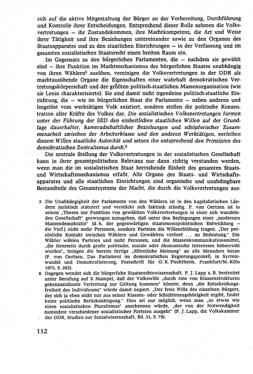 Staatsrecht der DDR (Deutsche Demokratische Republik), Lehrbuch 1977, Seite 112 (St.-R. DDR Lb. 1977, S. 112)