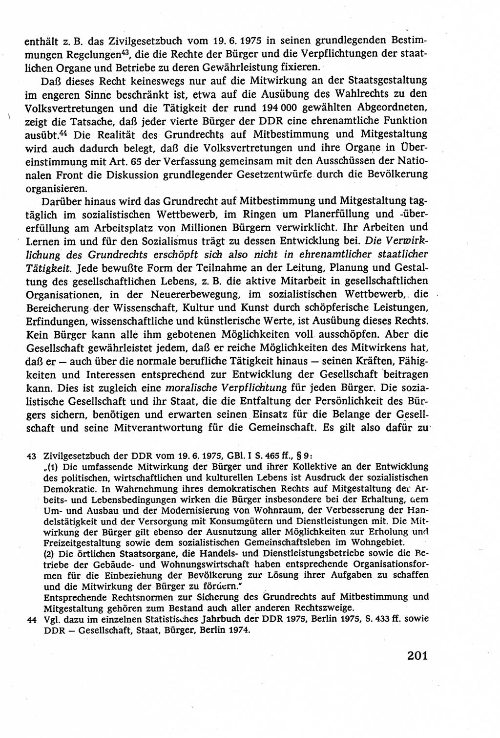 Staatsrecht der DDR (Deutsche Demokratische Republik), Lehrbuch 1977, Seite 201 (St.-R. DDR Lb. 1977, S. 201)