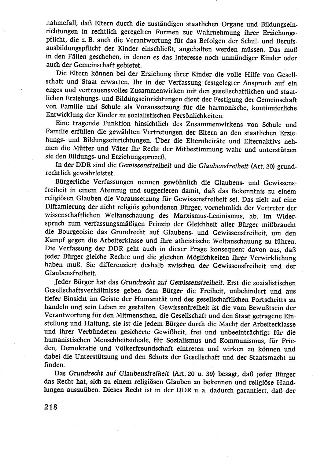 Staatsrecht der DDR (Deutsche Demokratische Republik), Lehrbuch 1977, Seite 218 (St.-R. DDR Lb. 1977, S. 218)