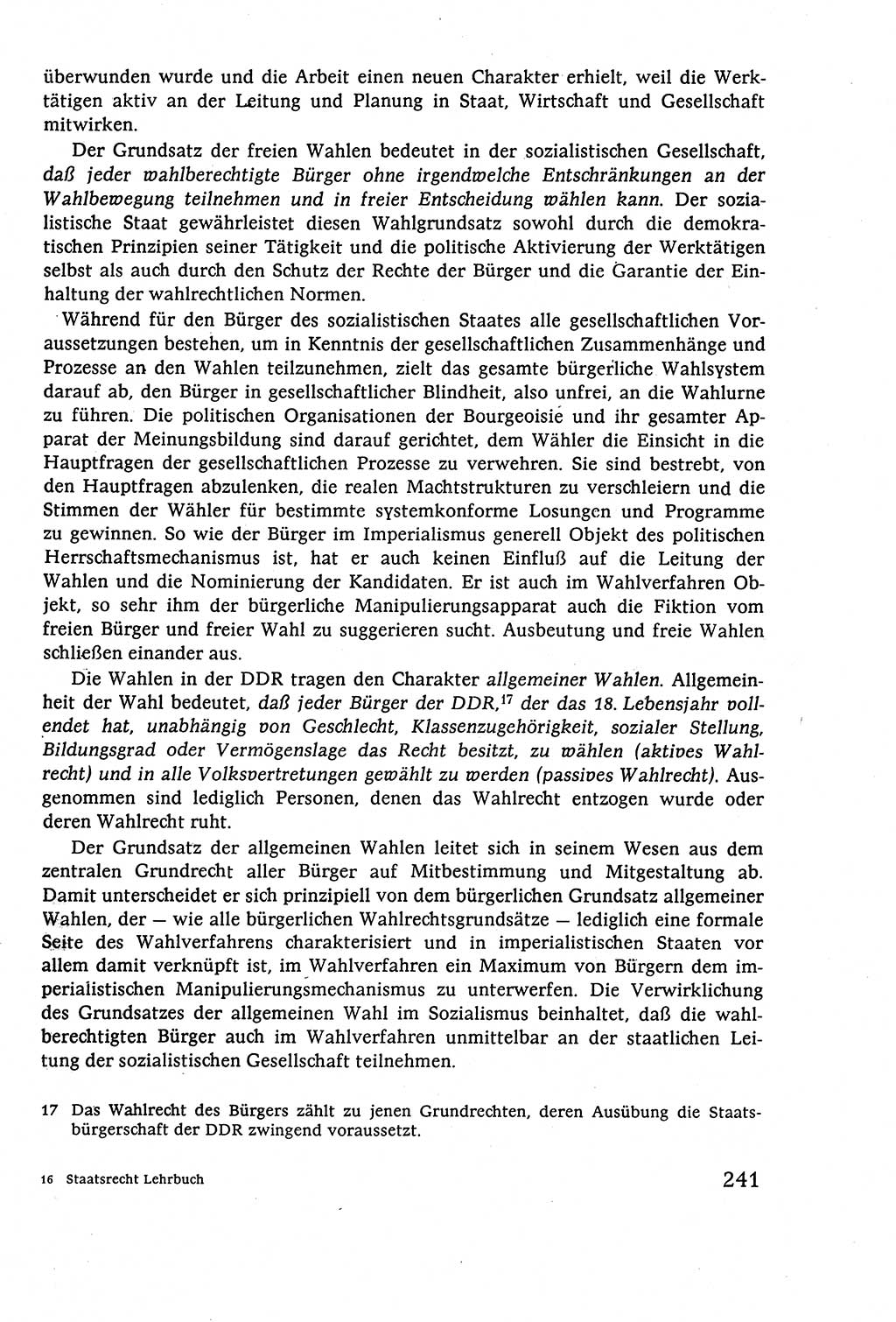 Staatsrecht der DDR (Deutsche Demokratische Republik), Lehrbuch 1977, Seite 241 (St.-R. DDR Lb. 1977, S. 241)