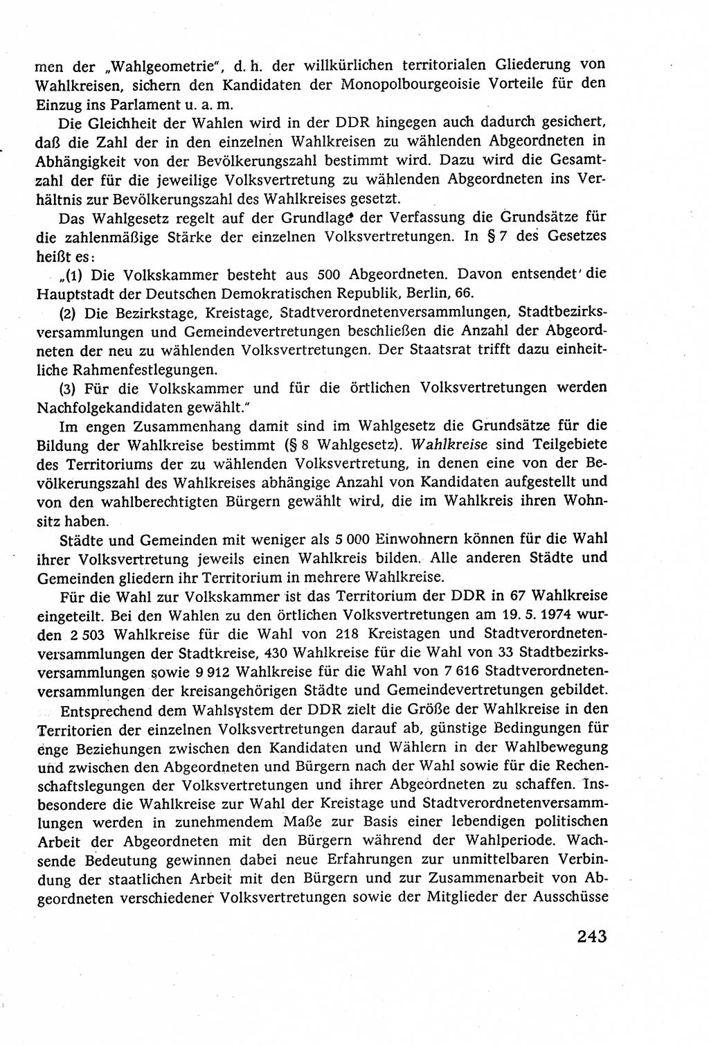 Staatsrecht der DDR (Deutsche Demokratische Republik), Lehrbuch 1977, Seite 243 (St.-R. DDR Lb. 1977, S. 243)