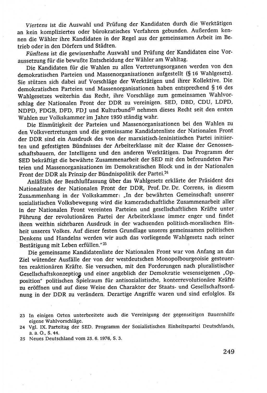 Staatsrecht der DDR (Deutsche Demokratische Republik), Lehrbuch 1977, Seite 249 (St.-R. DDR Lb. 1977, S. 249)