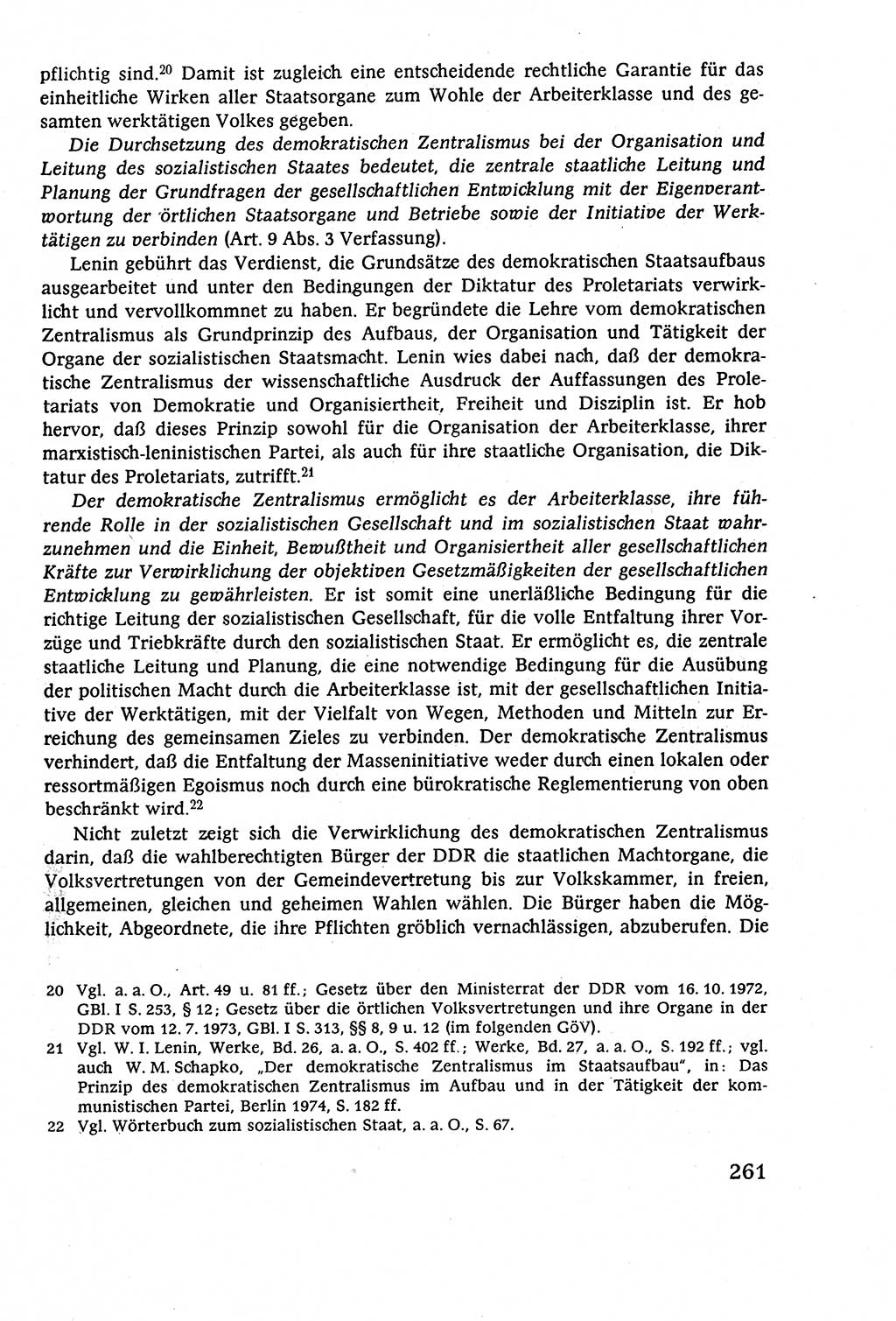 Staatsrecht der DDR (Deutsche Demokratische Republik), Lehrbuch 1977, Seite 261 (St.-R. DDR Lb. 1977, S. 261)