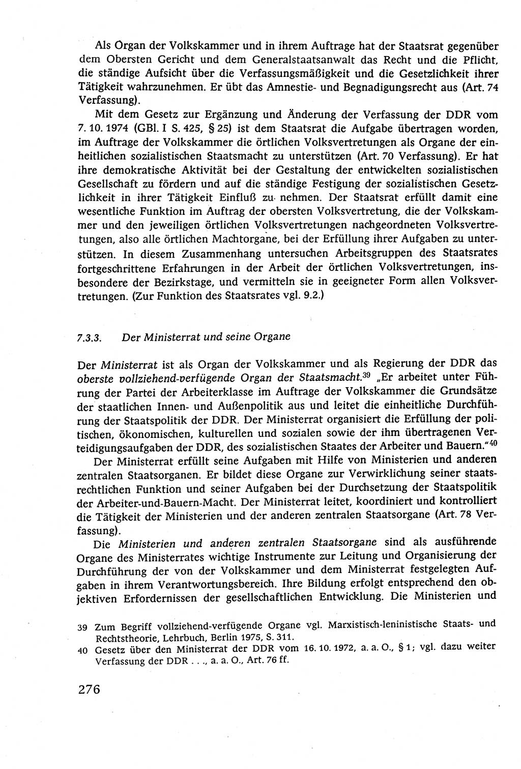 Staatsrecht der DDR (Deutsche Demokratische Republik), Lehrbuch 1977, Seite 276 (St.-R. DDR Lb. 1977, S. 276)