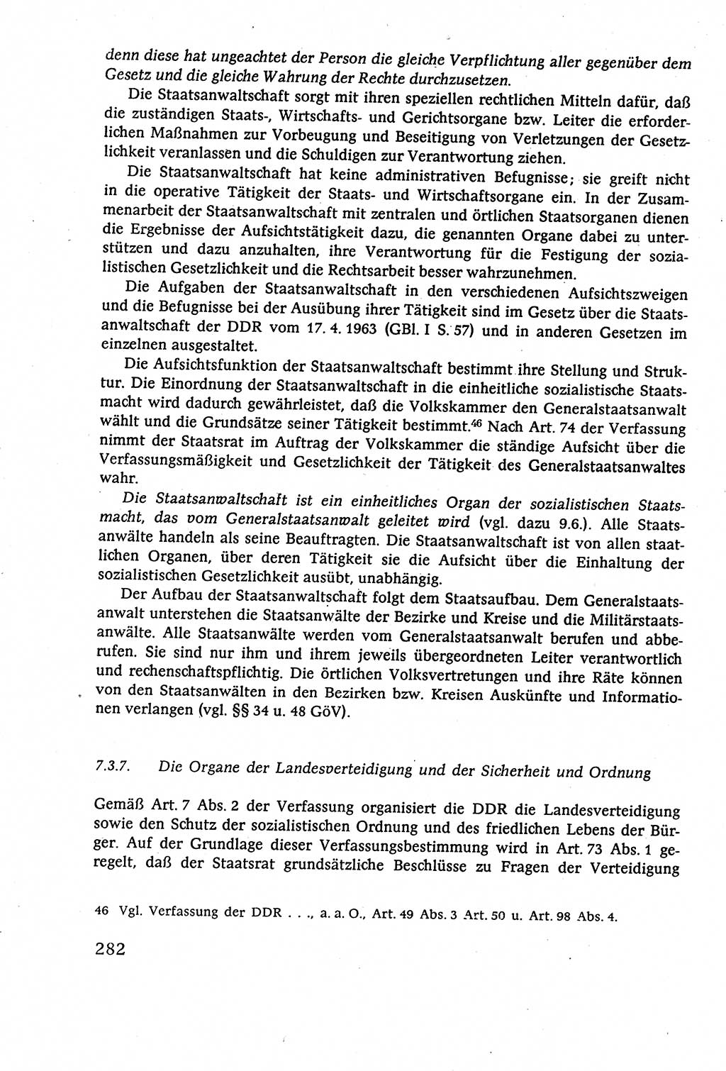 Staatsrecht der DDR (Deutsche Demokratische Republik), Lehrbuch 1977, Seite 282 (St.-R. DDR Lb. 1977, S. 282)