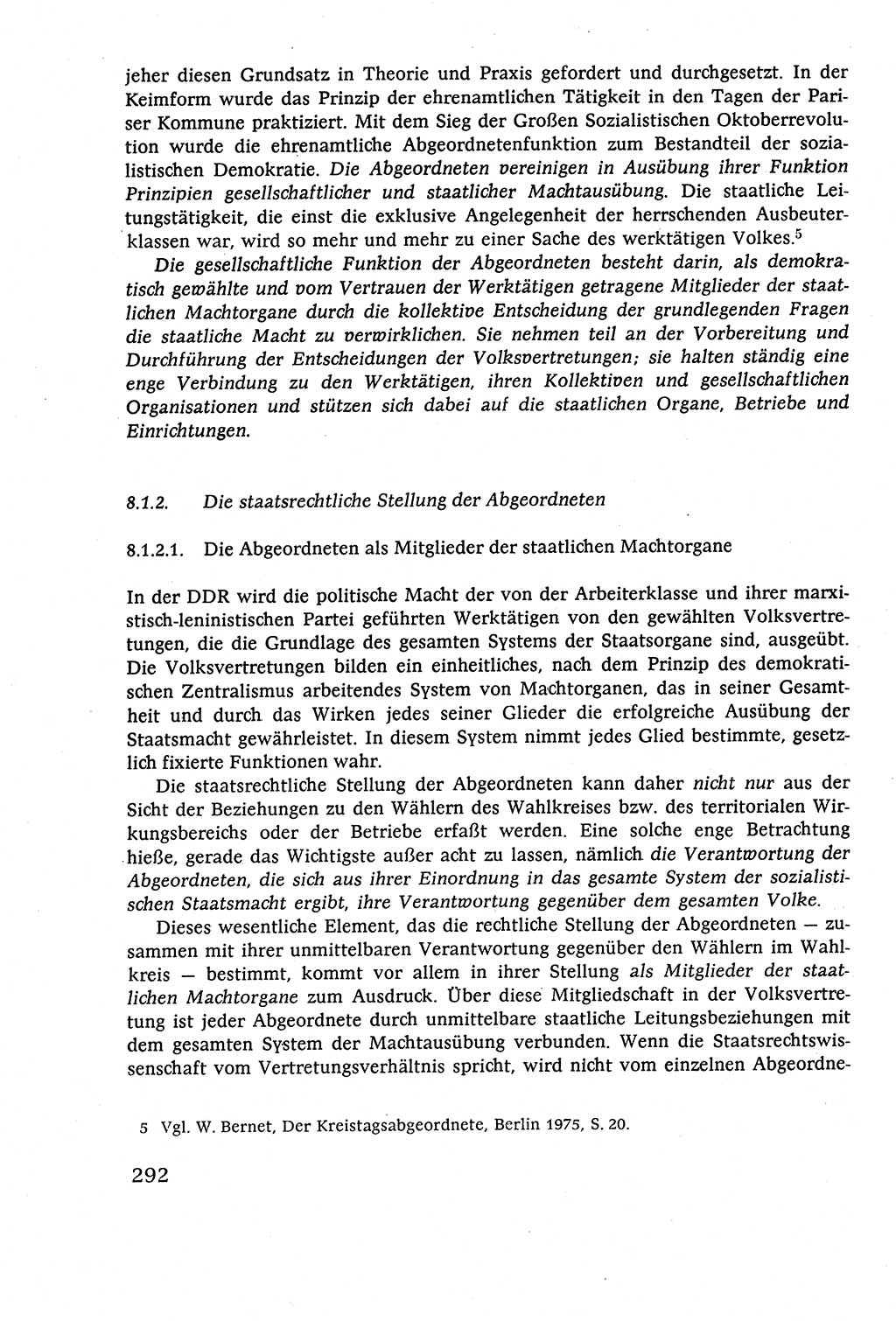 Staatsrecht der DDR (Deutsche Demokratische Republik), Lehrbuch 1977, Seite 292 (St.-R. DDR Lb. 1977, S. 292)