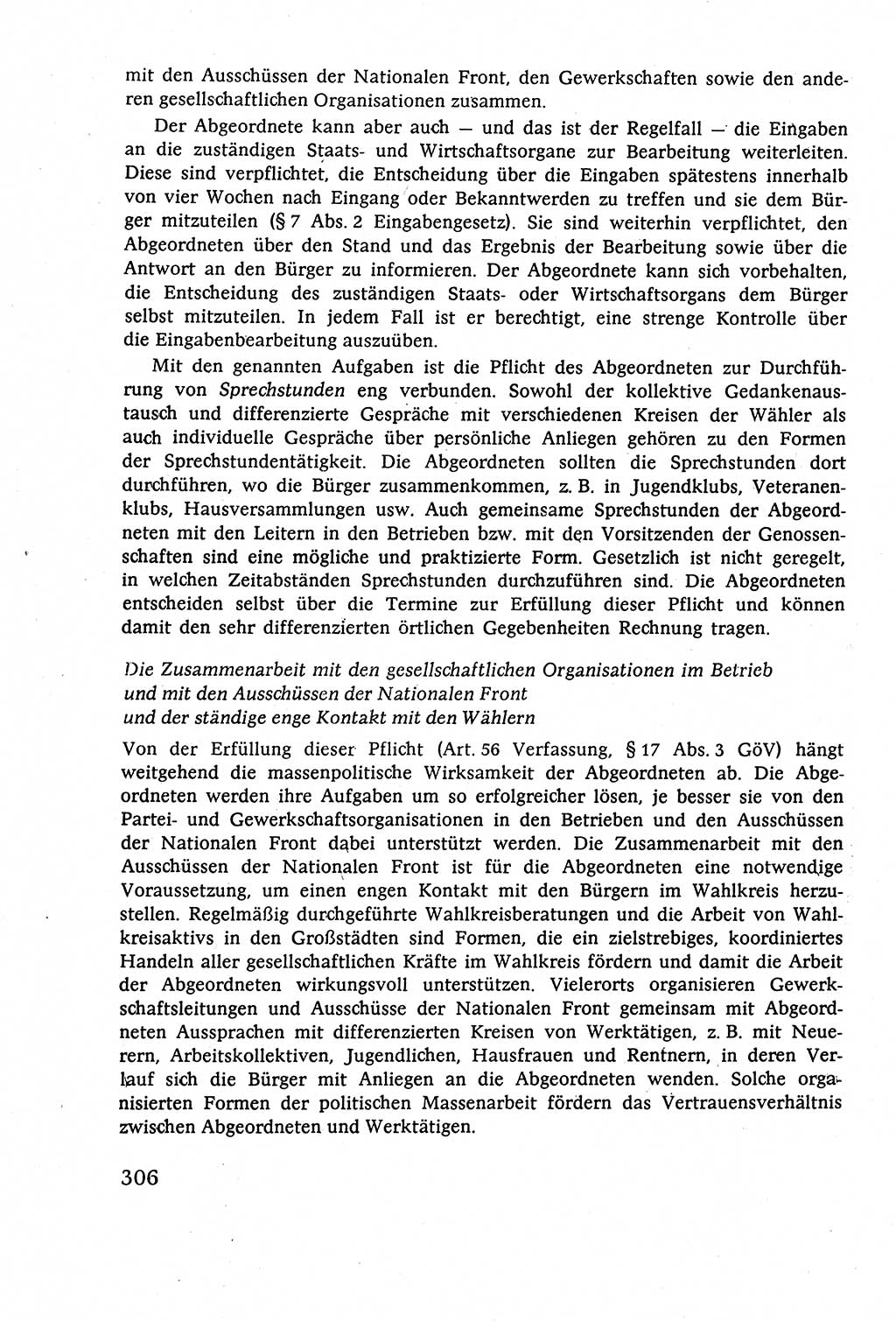 Staatsrecht der DDR (Deutsche Demokratische Republik), Lehrbuch 1977, Seite 306 (St.-R. DDR Lb. 1977, S. 306)