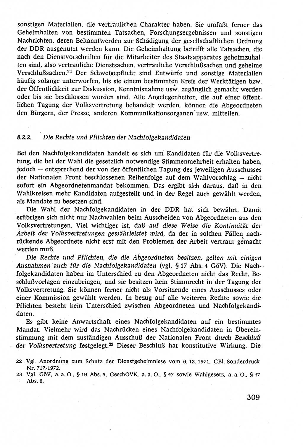 Staatsrecht der DDR (Deutsche Demokratische Republik), Lehrbuch 1977, Seite 309 (St.-R. DDR Lb. 1977, S. 309)