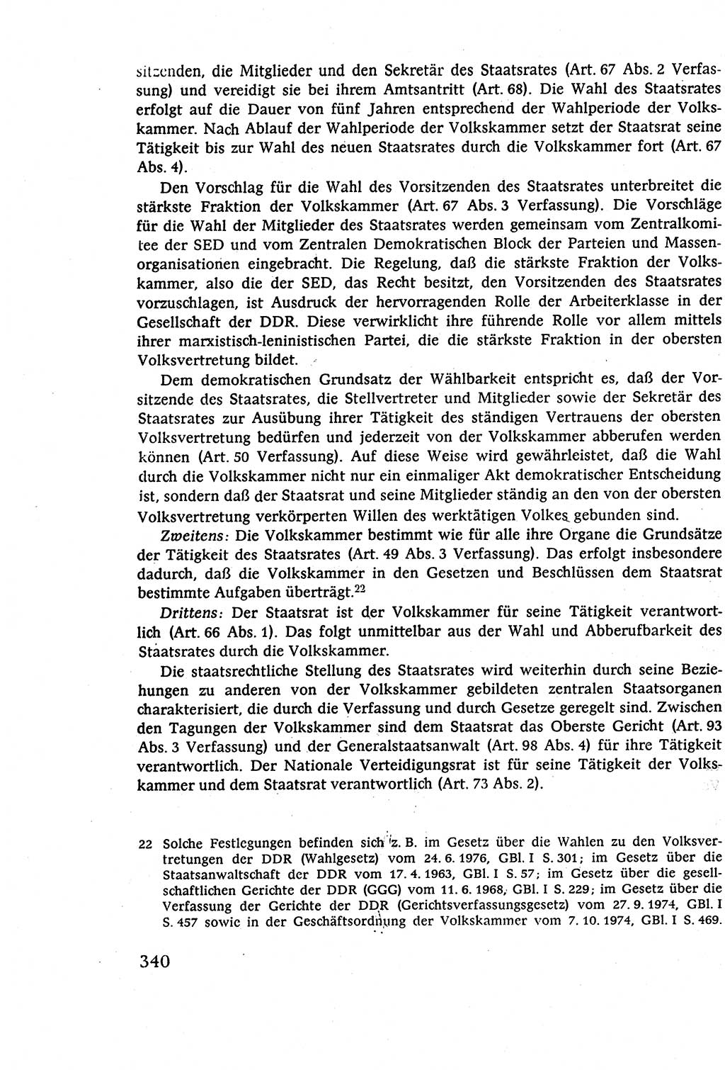 Staatsrecht der DDR (Deutsche Demokratische Republik), Lehrbuch 1977, Seite 340 (St.-R. DDR Lb. 1977, S. 340)