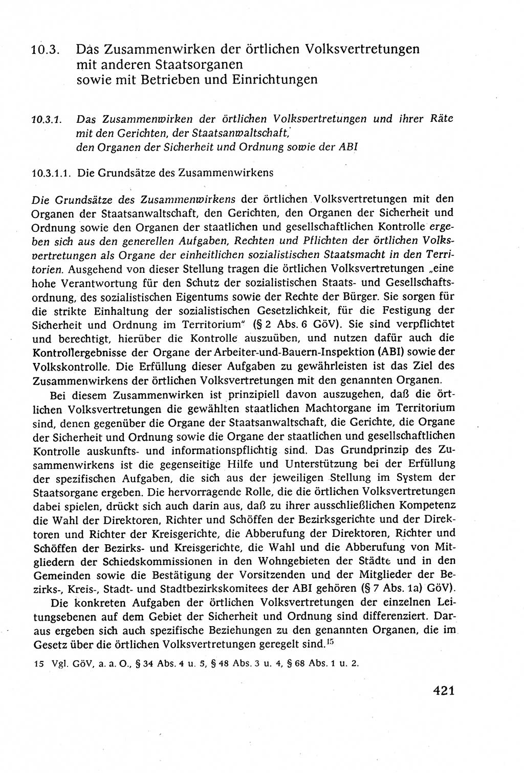 Staatsrecht der DDR (Deutsche Demokratische Republik), Lehrbuch 1977, Seite 421 (St.-R. DDR Lb. 1977, S. 421)