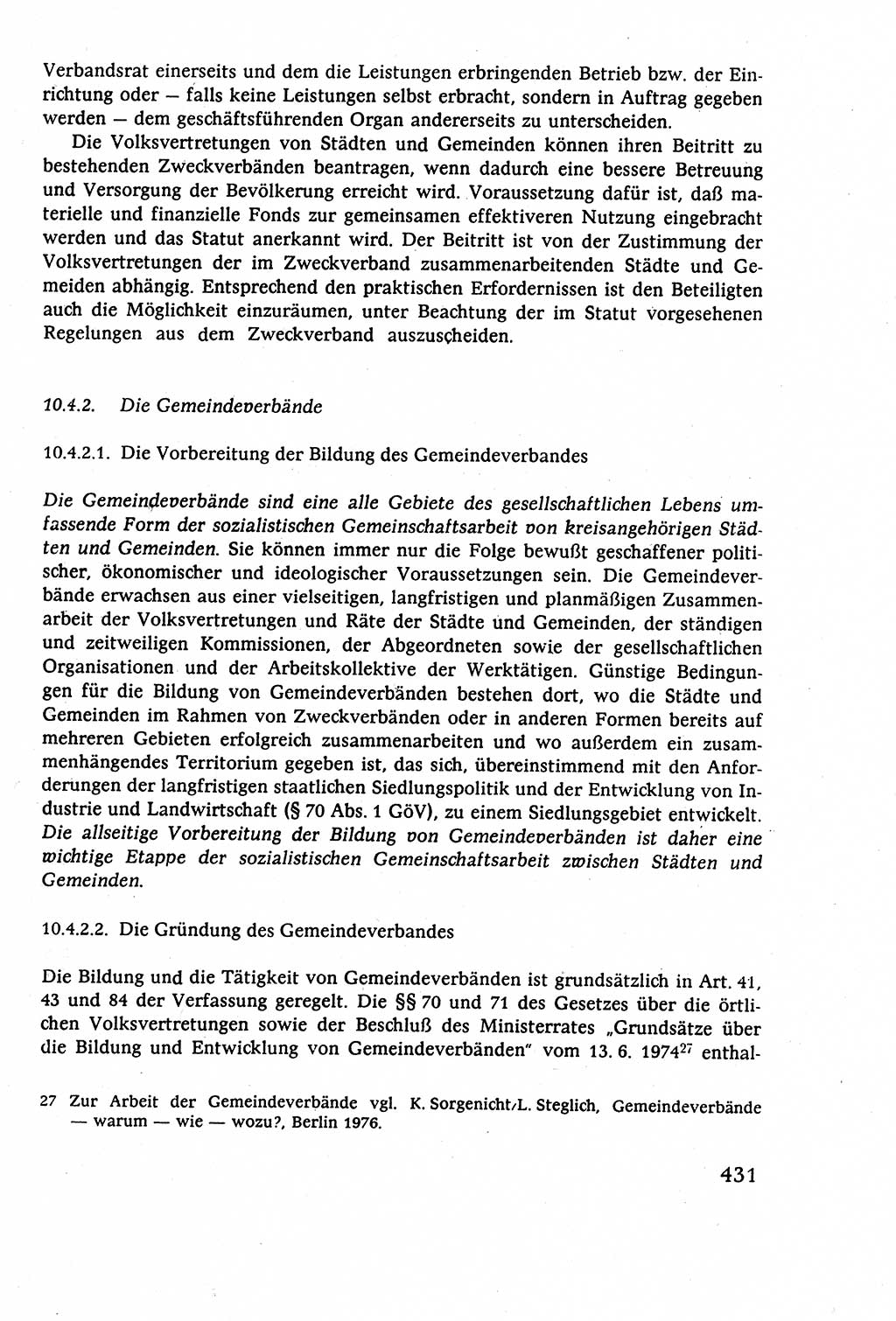 Staatsrecht der DDR (Deutsche Demokratische Republik), Lehrbuch 1977, Seite 431 (St.-R. DDR Lb. 1977, S. 431)