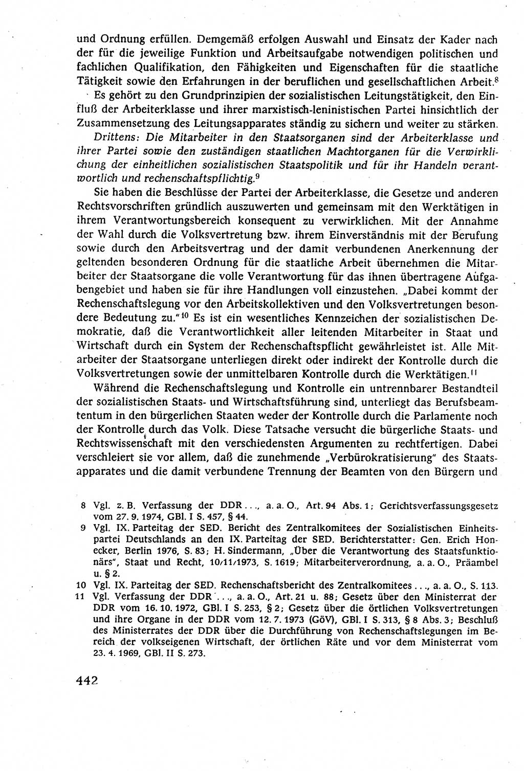 Staatsrecht der DDR (Deutsche Demokratische Republik), Lehrbuch 1977, Seite 442 (St.-R. DDR Lb. 1977, S. 442)