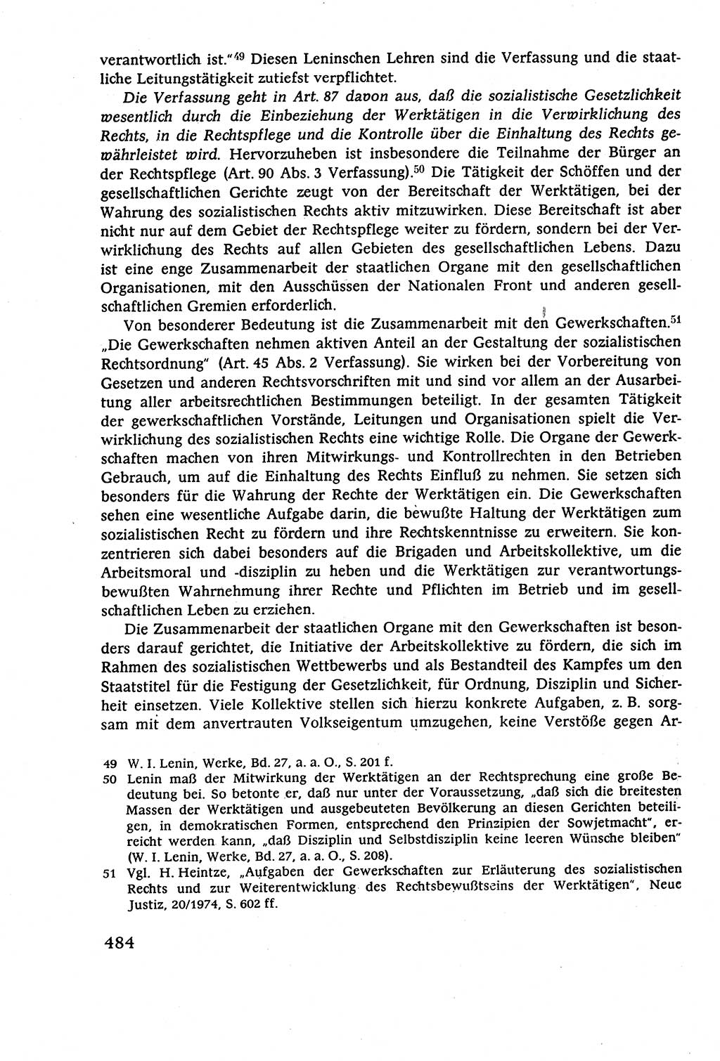 Staatsrecht der DDR (Deutsche Demokratische Republik), Lehrbuch 1977, Seite 484 (St.-R. DDR Lb. 1977, S. 484)