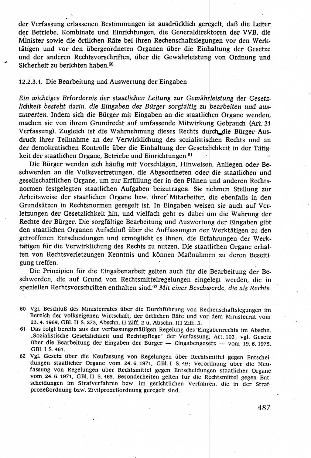 Staatsrecht der DDR (Deutsche Demokratische Republik), Lehrbuch 1977, Seite 487 (St.-R. DDR Lb. 1977, S. 487)