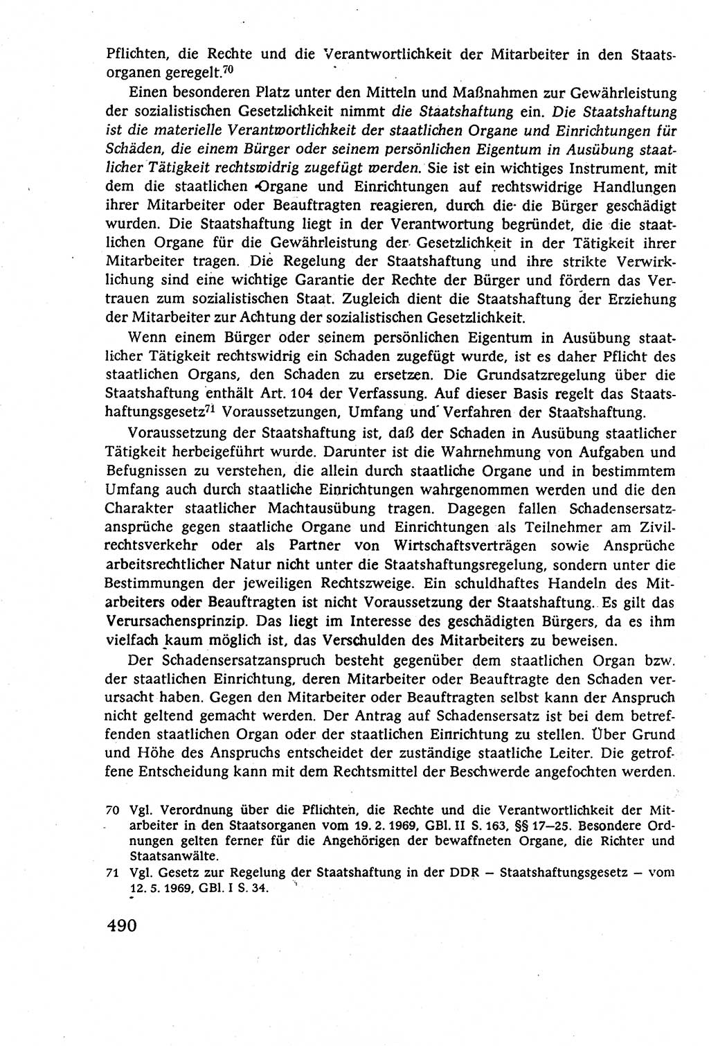 Staatsrecht der DDR (Deutsche Demokratische Republik), Lehrbuch 1977, Seite 490 (St.-R. DDR Lb. 1977, S. 490)