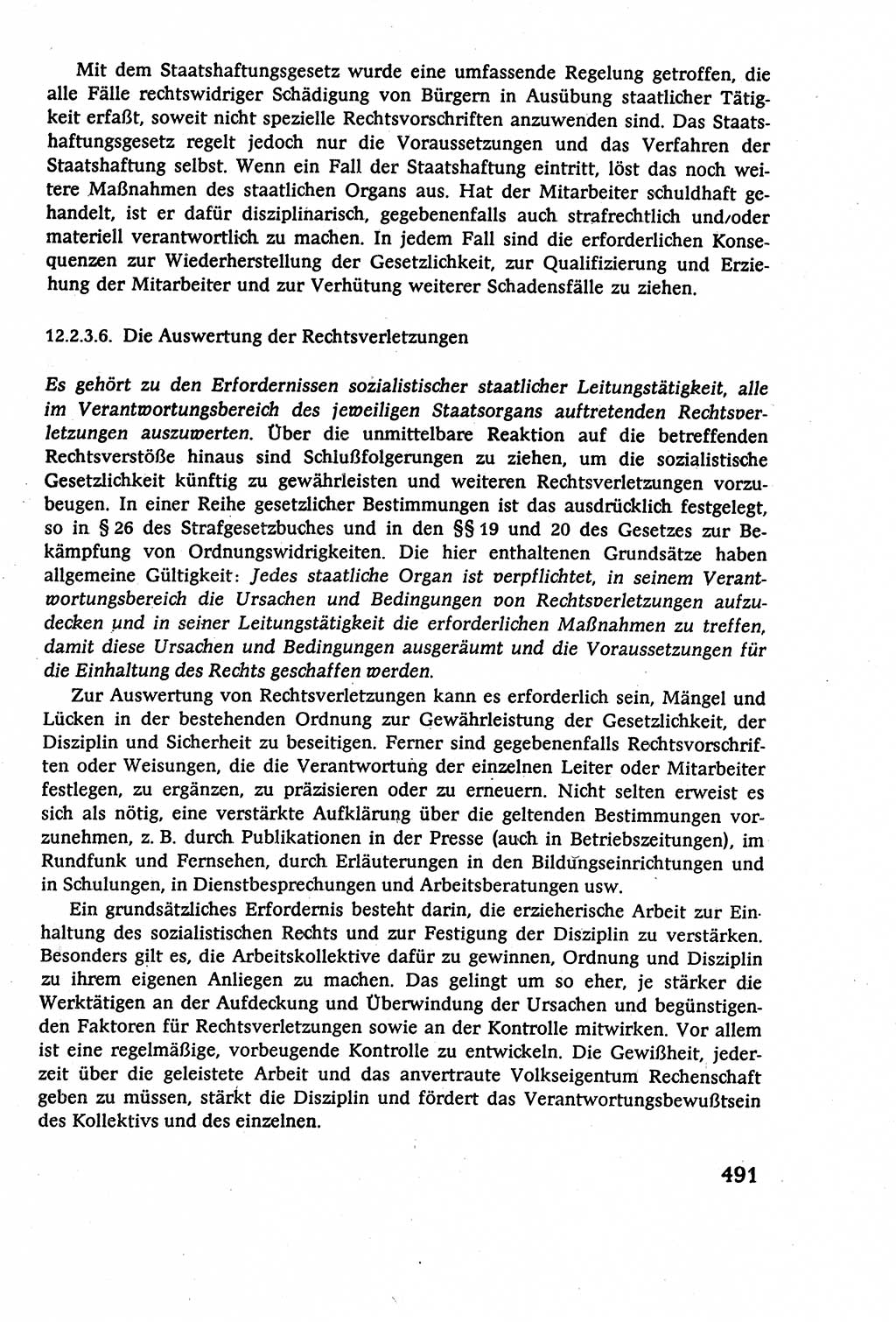 Staatsrecht der DDR (Deutsche Demokratische Republik), Lehrbuch 1977, Seite 491 (St.-R. DDR Lb. 1977, S. 491)