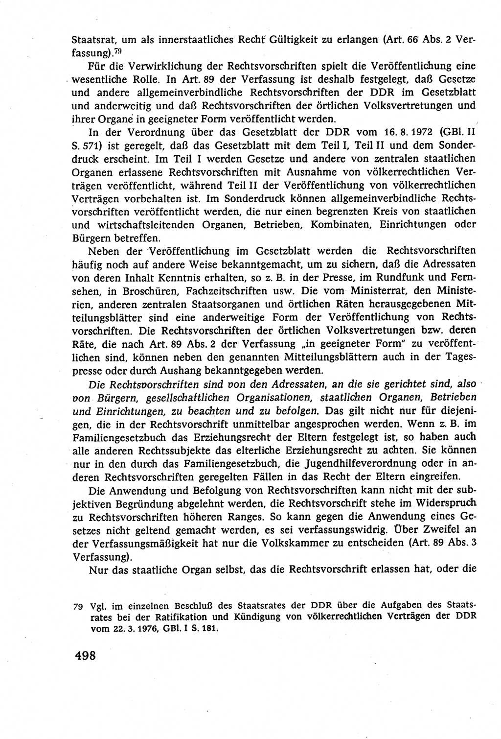 Staatsrecht der DDR (Deutsche Demokratische Republik), Lehrbuch 1977, Seite 498 (St.-R. DDR Lb. 1977, S. 498)