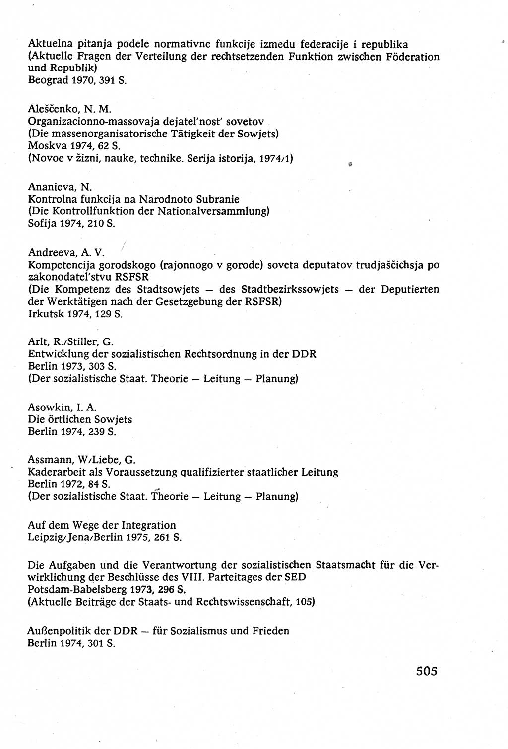 Staatsrecht der DDR (Deutsche Demokratische Republik), Lehrbuch 1977, Seite 505 (St.-R. DDR Lb. 1977, S. 505)