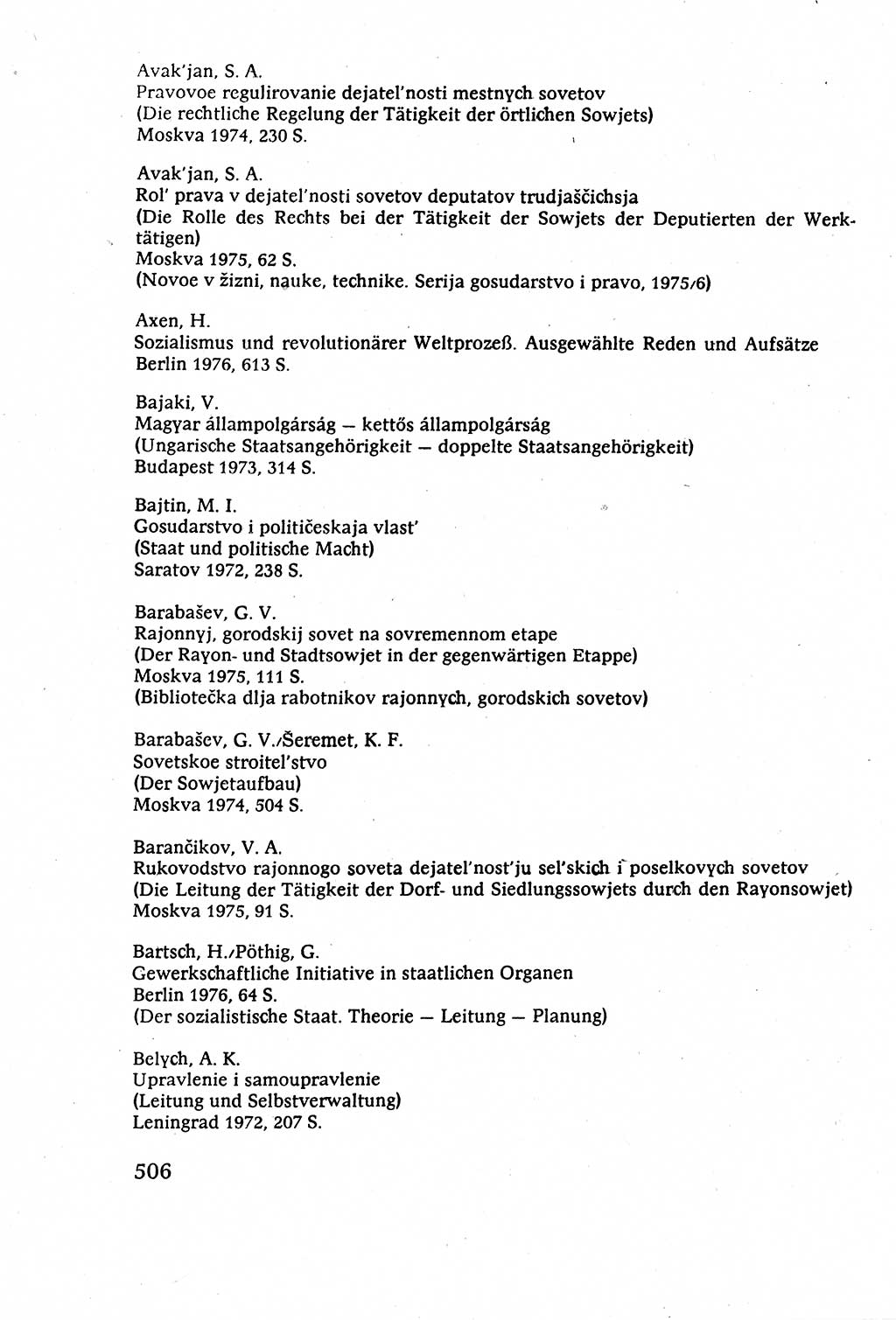Staatsrecht der DDR (Deutsche Demokratische Republik), Lehrbuch 1977, Seite 506 (St.-R. DDR Lb. 1977, S. 506)