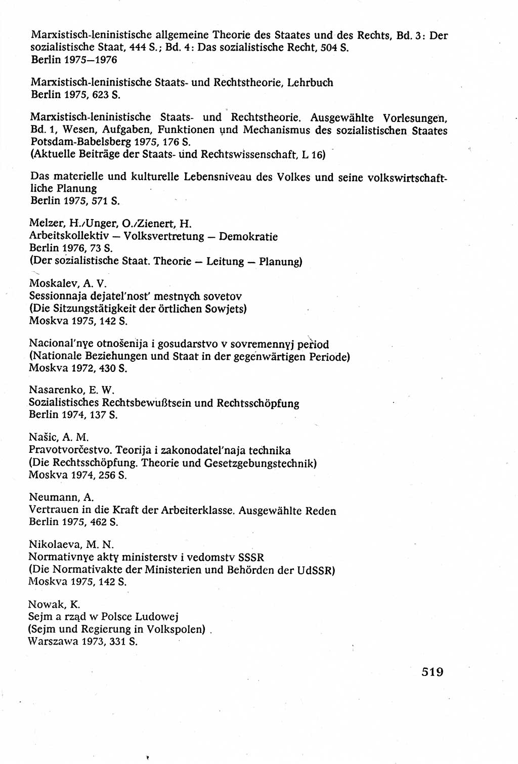 Staatsrecht der DDR (Deutsche Demokratische Republik), Lehrbuch 1977, Seite 519 (St.-R. DDR Lb. 1977, S. 519)