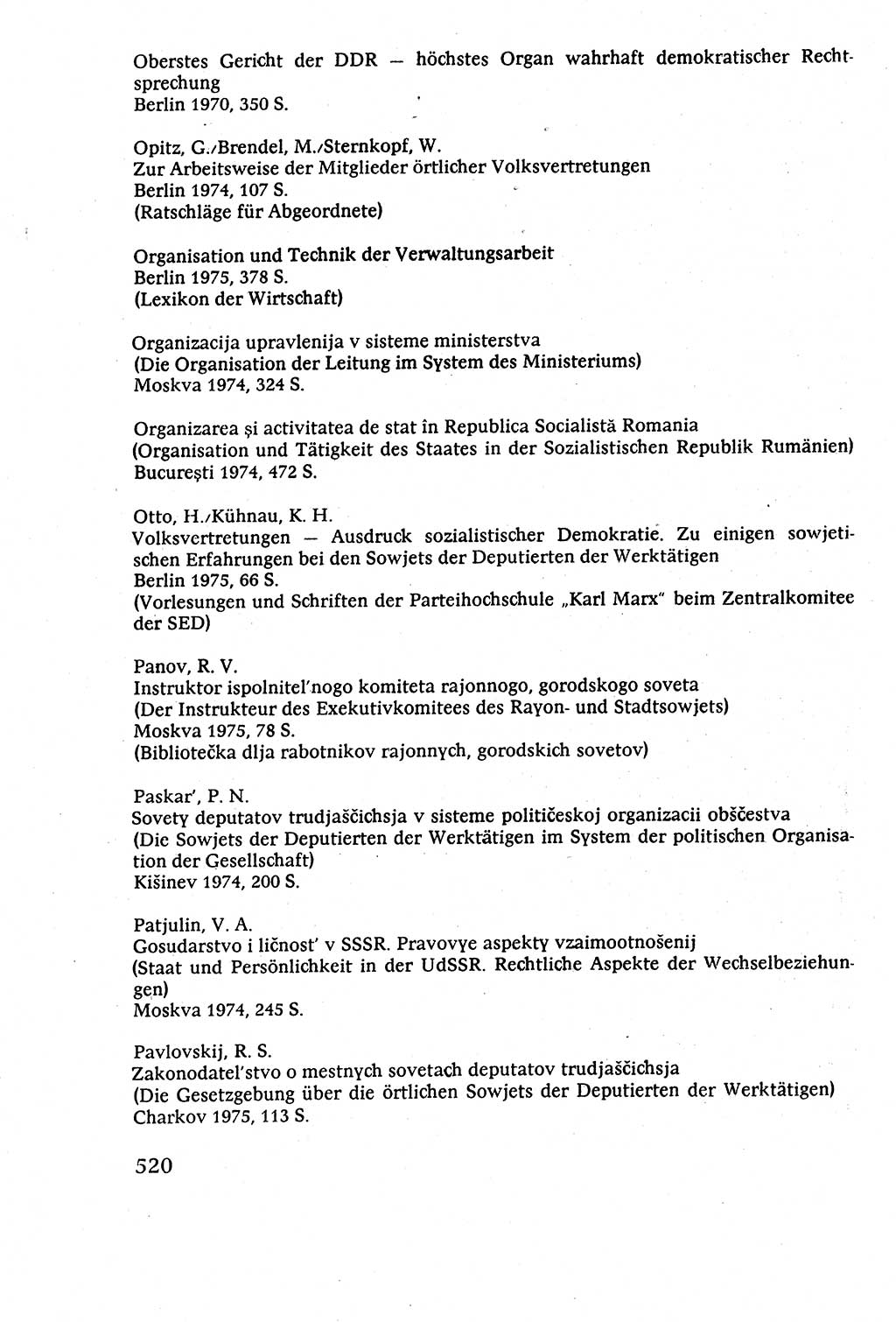 Staatsrecht der DDR (Deutsche Demokratische Republik), Lehrbuch 1977, Seite 520 (St.-R. DDR Lb. 1977, S. 520)