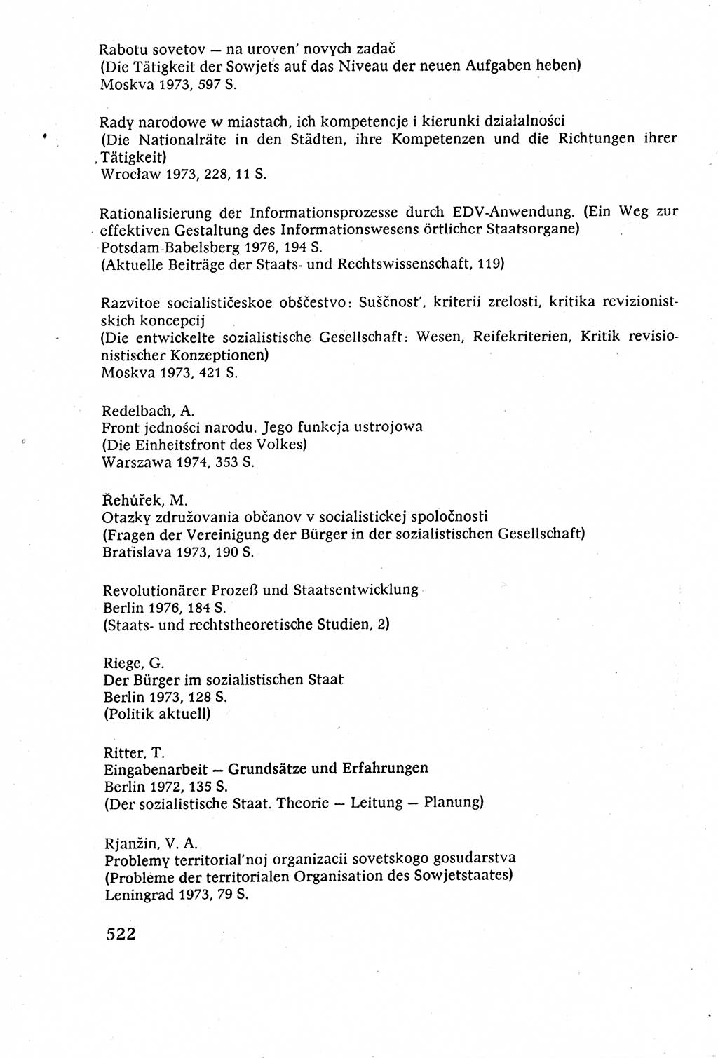 Staatsrecht der DDR (Deutsche Demokratische Republik), Lehrbuch 1977, Seite 522 (St.-R. DDR Lb. 1977, S. 522)