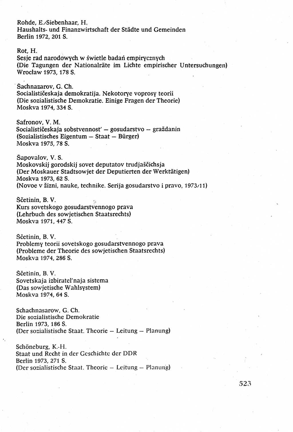 Staatsrecht der DDR (Deutsche Demokratische Republik), Lehrbuch 1977, Seite 523 (St.-R. DDR Lb. 1977, S. 523)