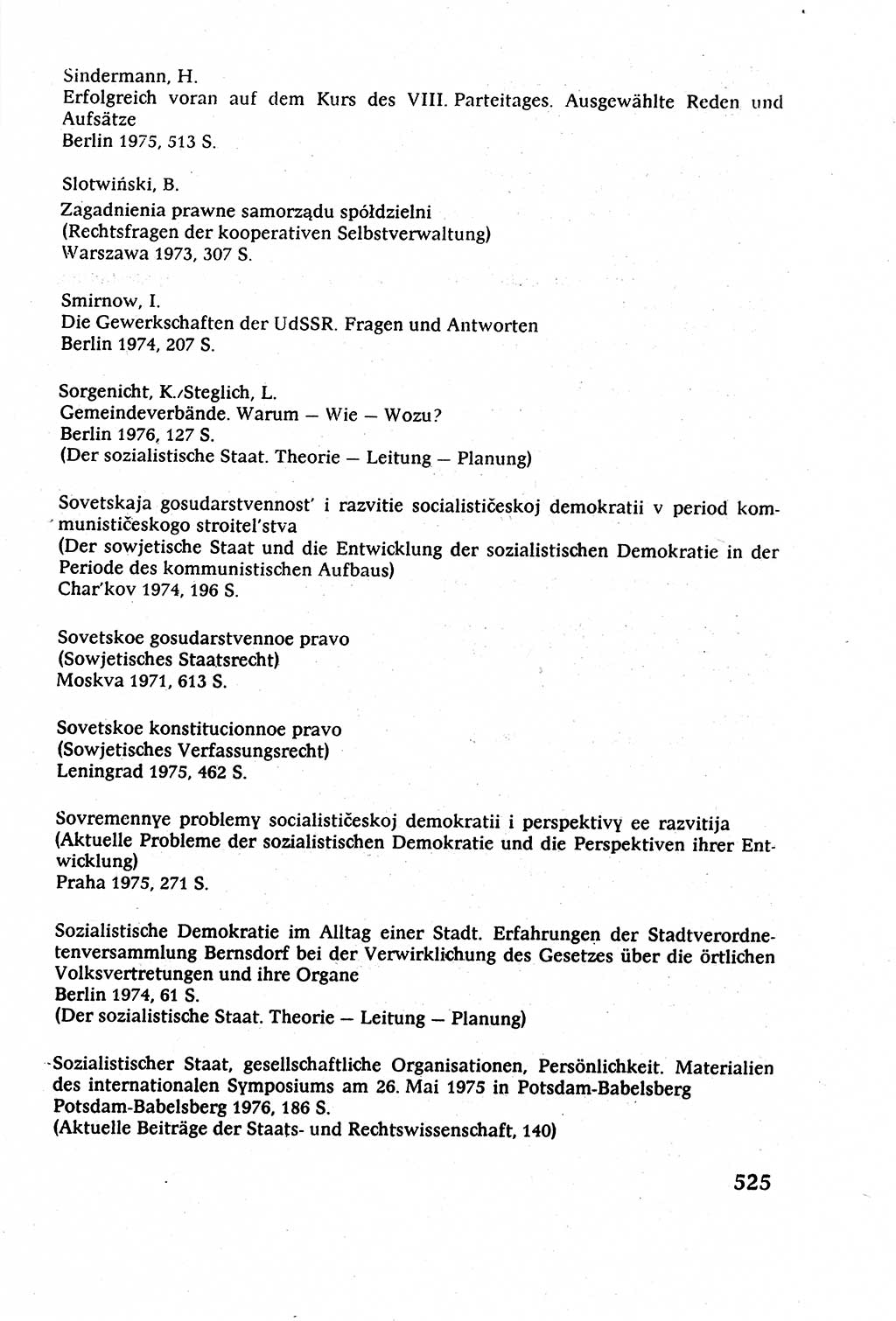 Staatsrecht der DDR (Deutsche Demokratische Republik), Lehrbuch 1977, Seite 525 (St.-R. DDR Lb. 1977, S. 525)