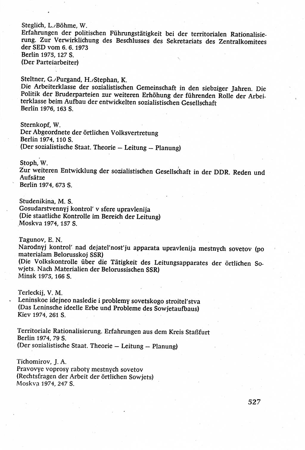 Staatsrecht der DDR (Deutsche Demokratische Republik), Lehrbuch 1977, Seite 527 (St.-R. DDR Lb. 1977, S. 527)