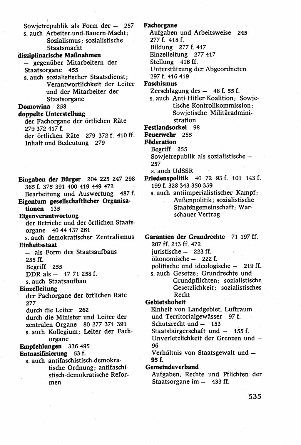 Staatsrecht der DDR (Deutsche Demokratische Republik), Lehrbuch 1977, Seite 535 (St.-R. DDR Lb. 1977, S. 535)