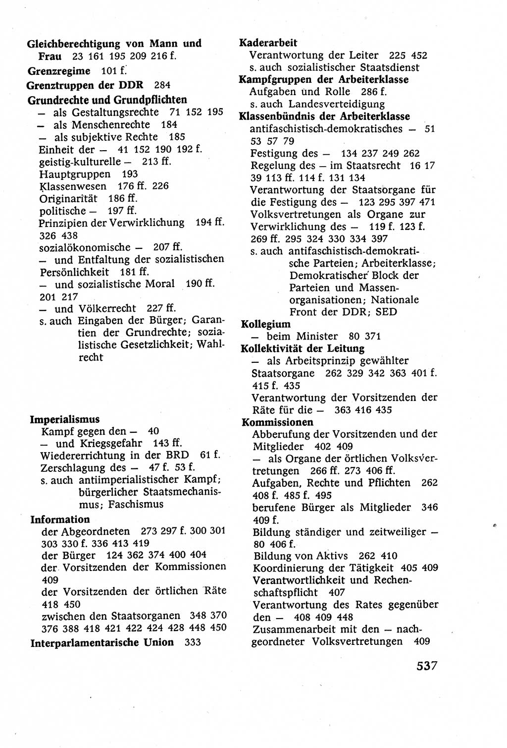 Staatsrecht der DDR (Deutsche Demokratische Republik), Lehrbuch 1977, Seite 537 (St.-R. DDR Lb. 1977, S. 537)