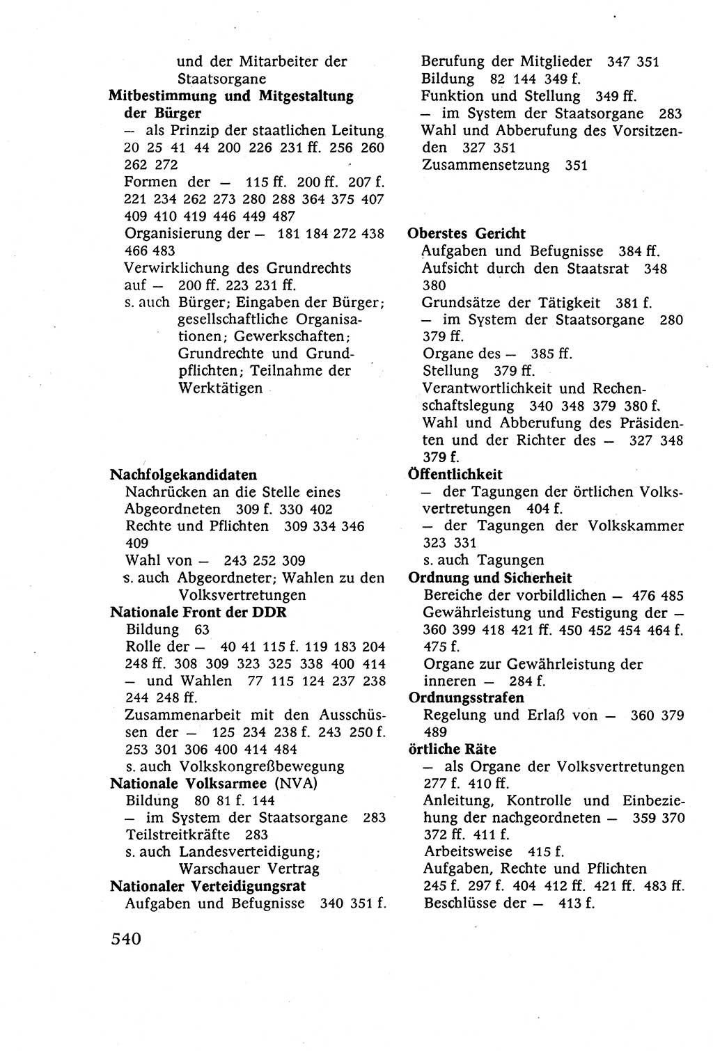 Staatsrecht der DDR (Deutsche Demokratische Republik), Lehrbuch 1977, Seite 540 (St.-R. DDR Lb. 1977, S. 540)