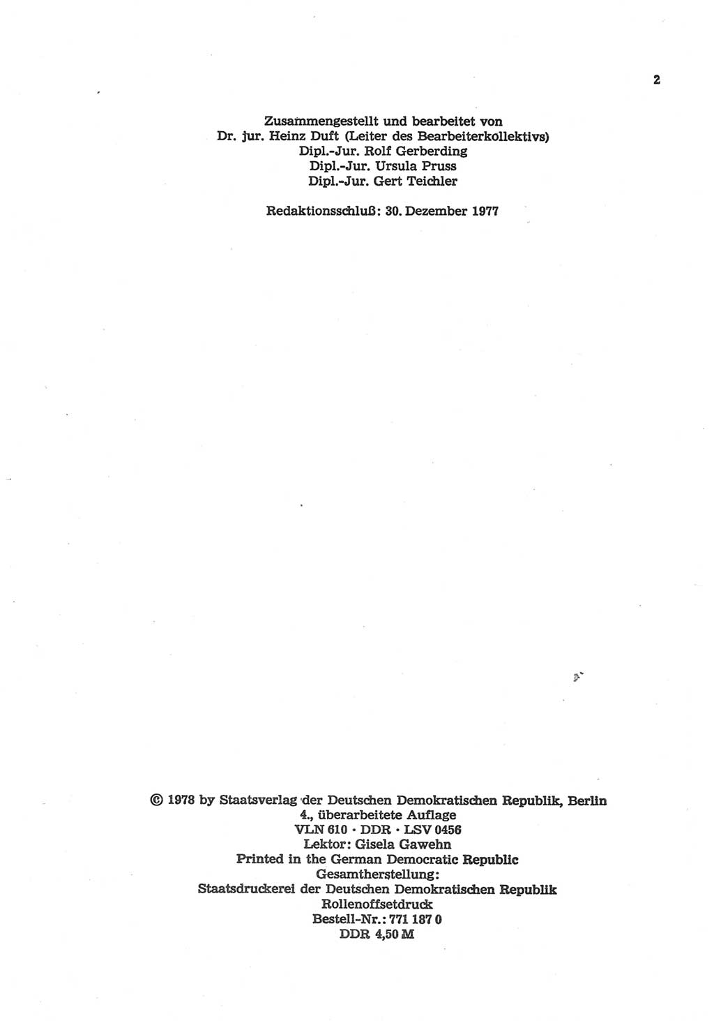 Strafgesetzbuch (StGB) der Deutschen Demokratischen Republik (DDR) und angrenzende Gesetze und Bestimmungen 1977, Seite 2 (StGB DDR Ges. Best. 1977, S. 2)