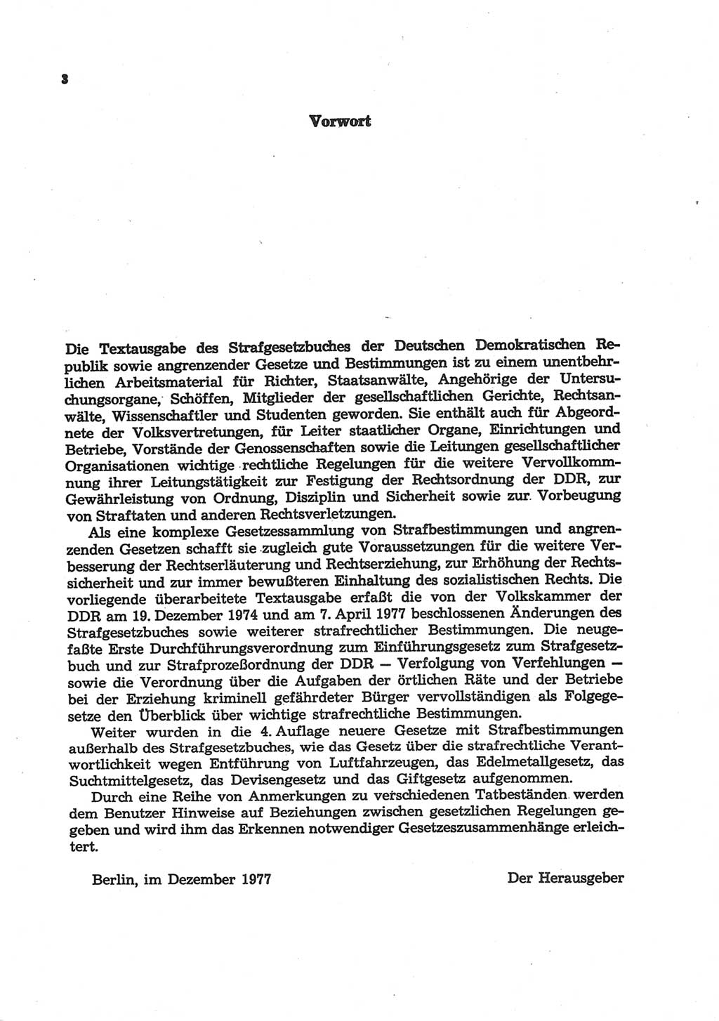 Strafgesetzbuch (StGB) der Deutschen Demokratischen Republik (DDR) und angrenzende Gesetze und Bestimmungen 1977, Seite 3 (StGB DDR Ges. Best. 1977, S. 3)