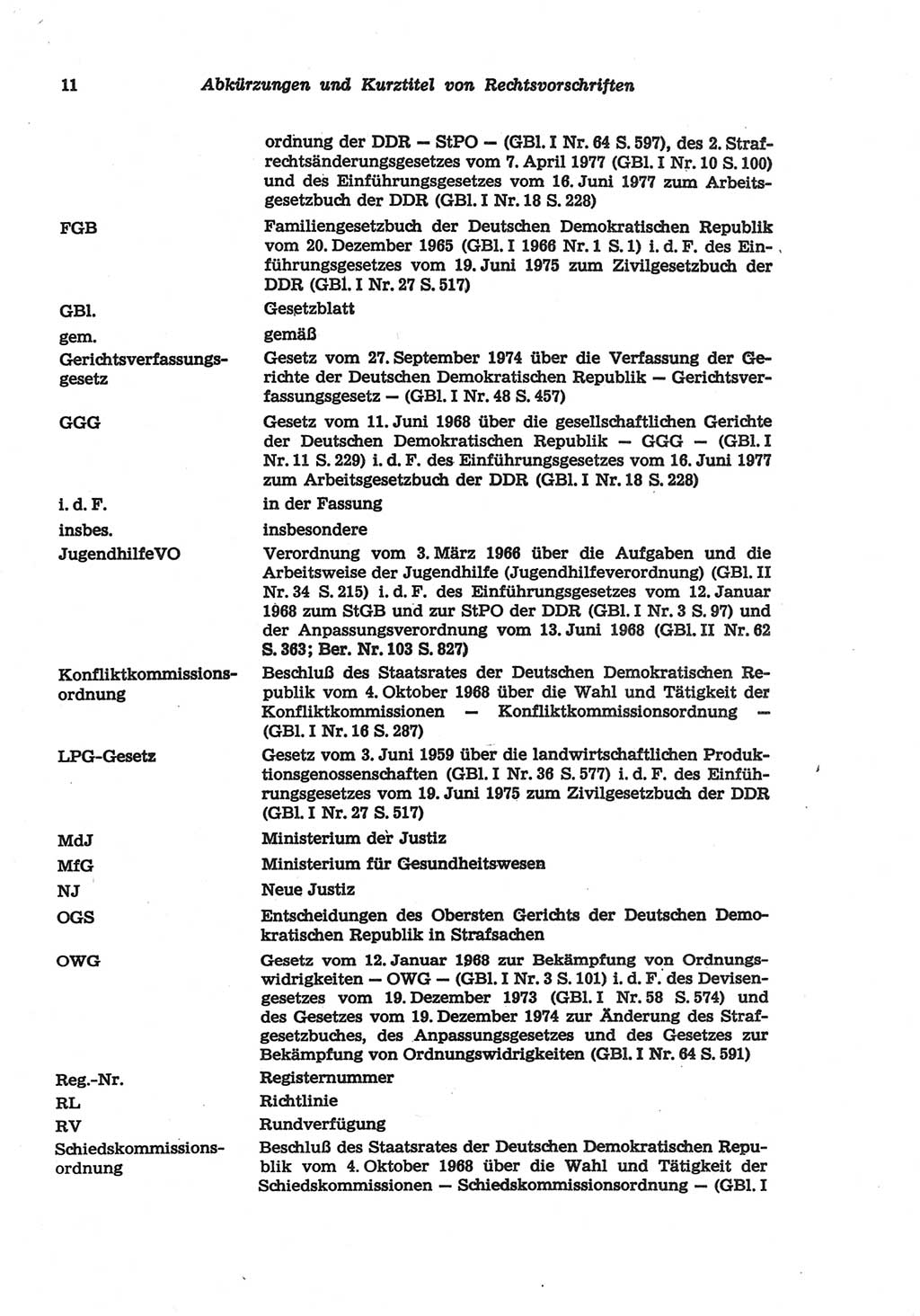 Strafgesetzbuch (StGB) der Deutschen Demokratischen Republik (DDR) und angrenzende Gesetze und Bestimmungen 1977, Seite 11 (StGB DDR Ges. Best. 1977, S. 11)