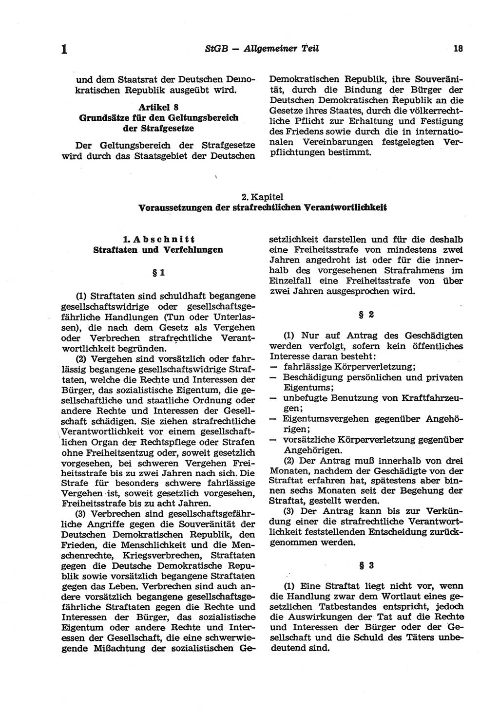 Strafgesetzbuch (StGB) der Deutschen Demokratischen Republik (DDR) und angrenzende Gesetze und Bestimmungen 1977, Seite 18 (StGB DDR Ges. Best. 1977, S. 18)