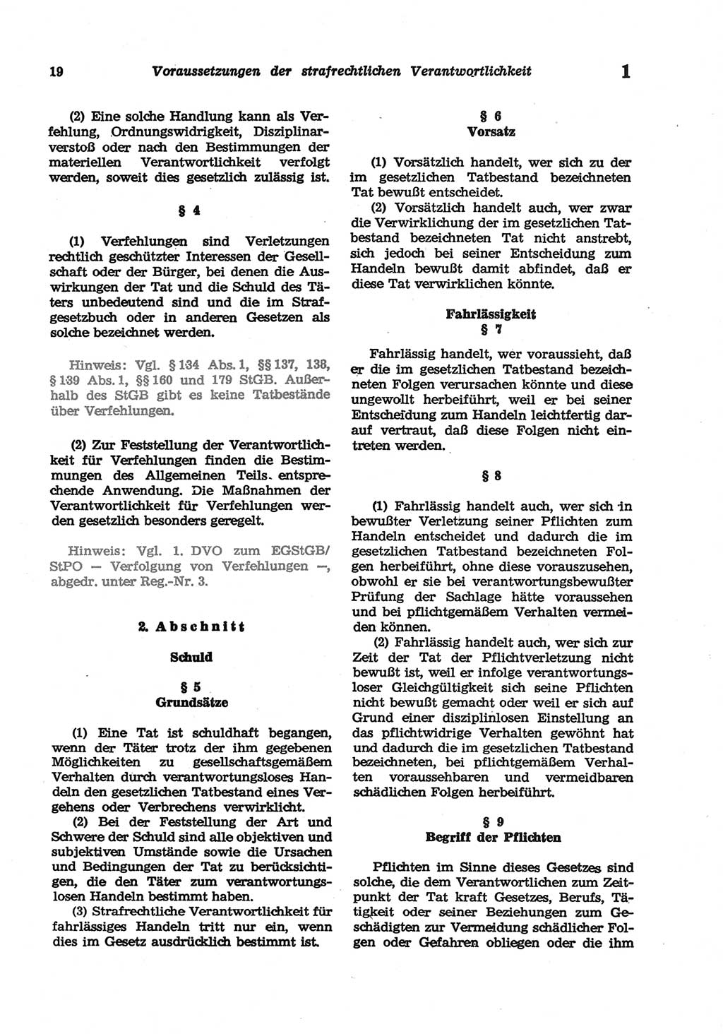 Strafgesetzbuch (StGB) der Deutschen Demokratischen Republik (DDR) und angrenzende Gesetze und Bestimmungen 1977, Seite 19 (StGB DDR Ges. Best. 1977, S. 19)