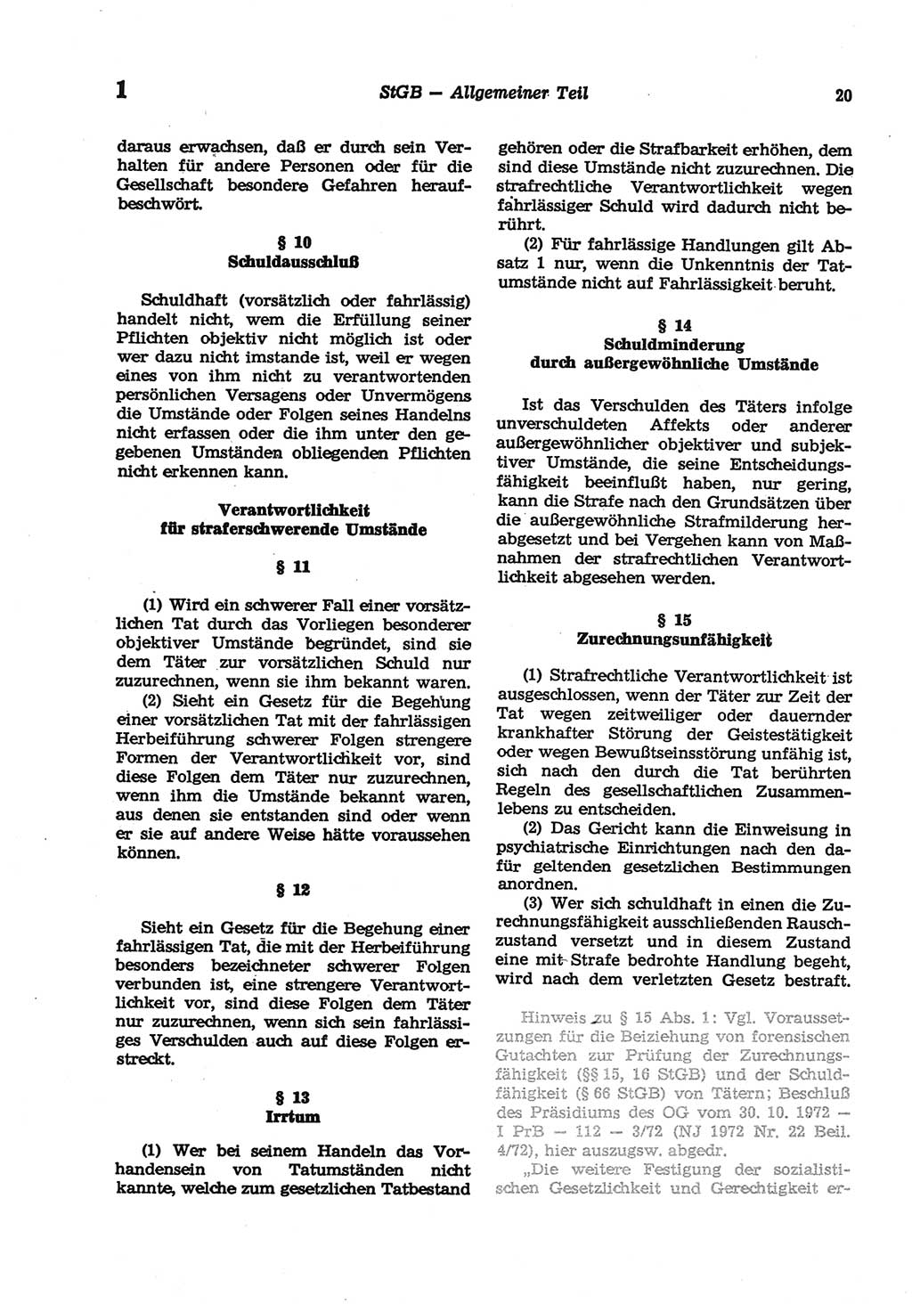 Strafgesetzbuch (StGB) der Deutschen Demokratischen Republik (DDR) und angrenzende Gesetze und Bestimmungen 1977, Seite 20 (StGB DDR Ges. Best. 1977, S. 20)