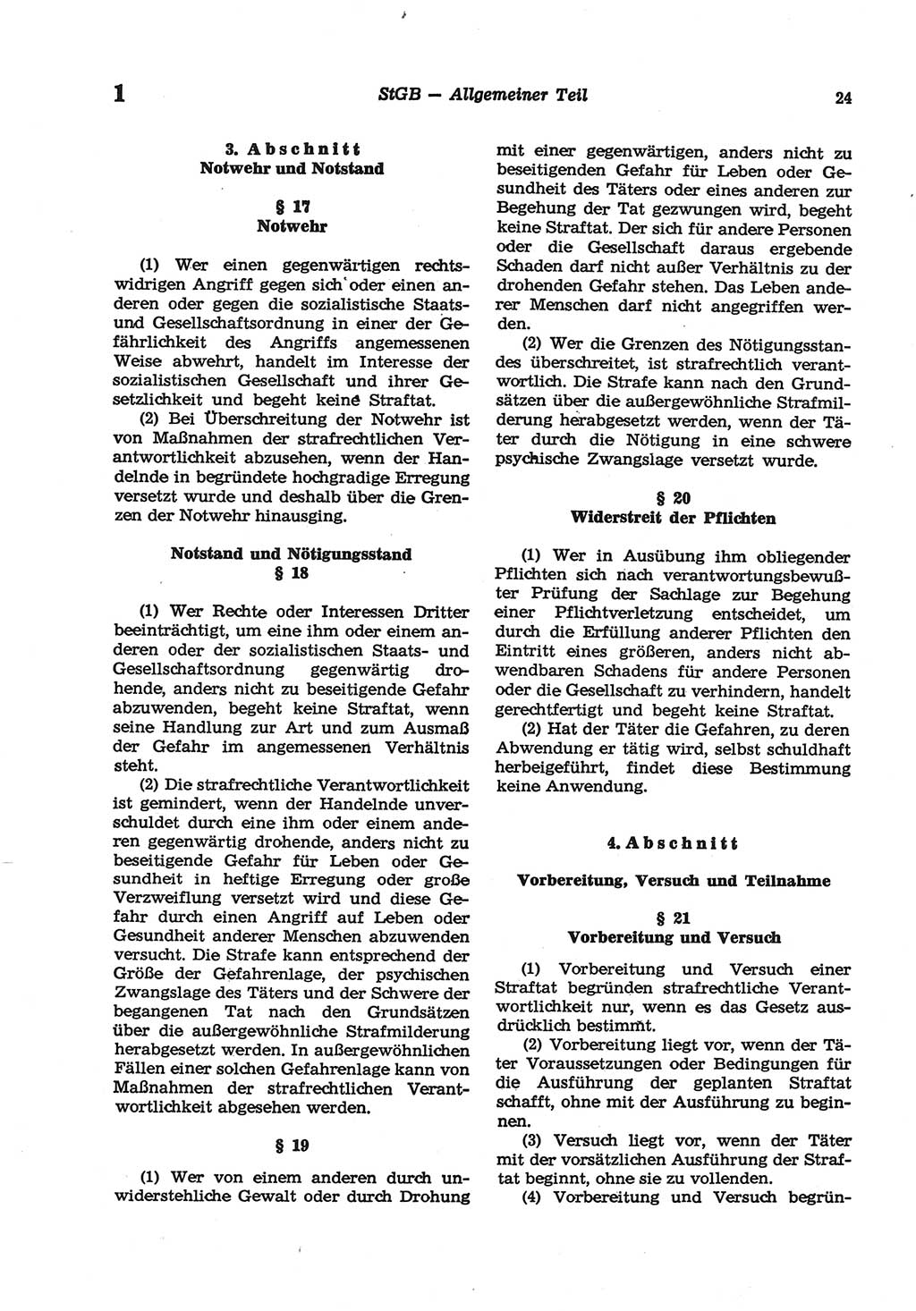 Strafgesetzbuch (StGB) der Deutschen Demokratischen Republik (DDR) und angrenzende Gesetze und Bestimmungen 1977, Seite 24 (StGB DDR Ges. Best. 1977, S. 24)