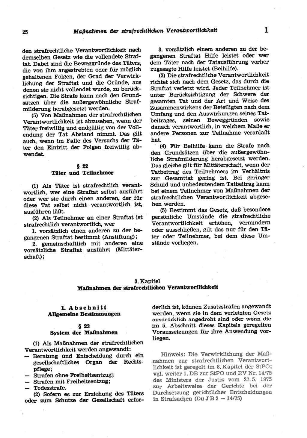 Strafgesetzbuch (StGB) der Deutschen Demokratischen Republik (DDR) und angrenzende Gesetze und Bestimmungen 1977, Seite 25 (StGB DDR Ges. Best. 1977, S. 25)
