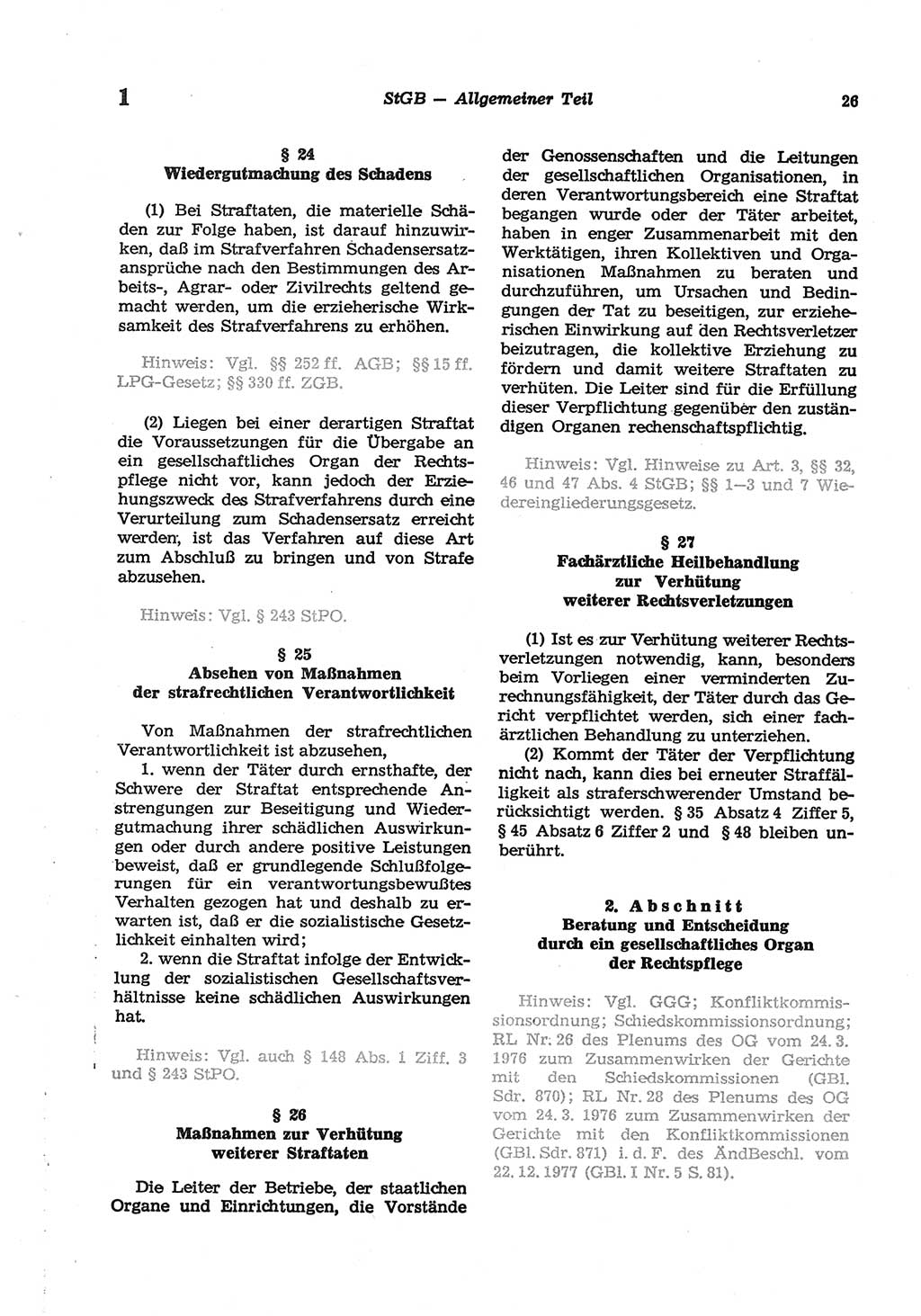 Strafgesetzbuch (StGB) der Deutschen Demokratischen Republik (DDR) und angrenzende Gesetze und Bestimmungen 1977, Seite 26 (StGB DDR Ges. Best. 1977, S. 26)