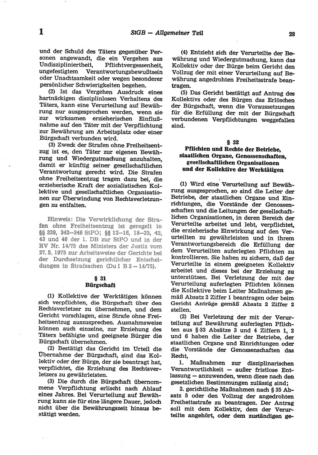Strafgesetzbuch (StGB) der Deutschen Demokratischen Republik (DDR) und angrenzende Gesetze und Bestimmungen 1977, Seite 28 (StGB DDR Ges. Best. 1977, S. 28)
