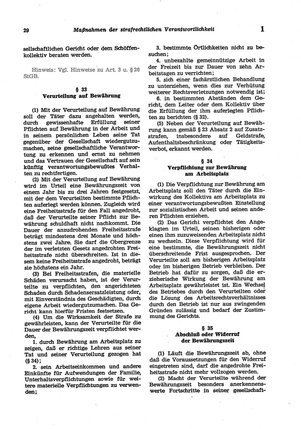Strafgesetzbuch (StGB) der Deutschen Demokratischen Republik (DDR) und angrenzende Gesetze und Bestimmungen 1977, Seite 29 (StGB DDR Ges. Best. 1977, S. 29)