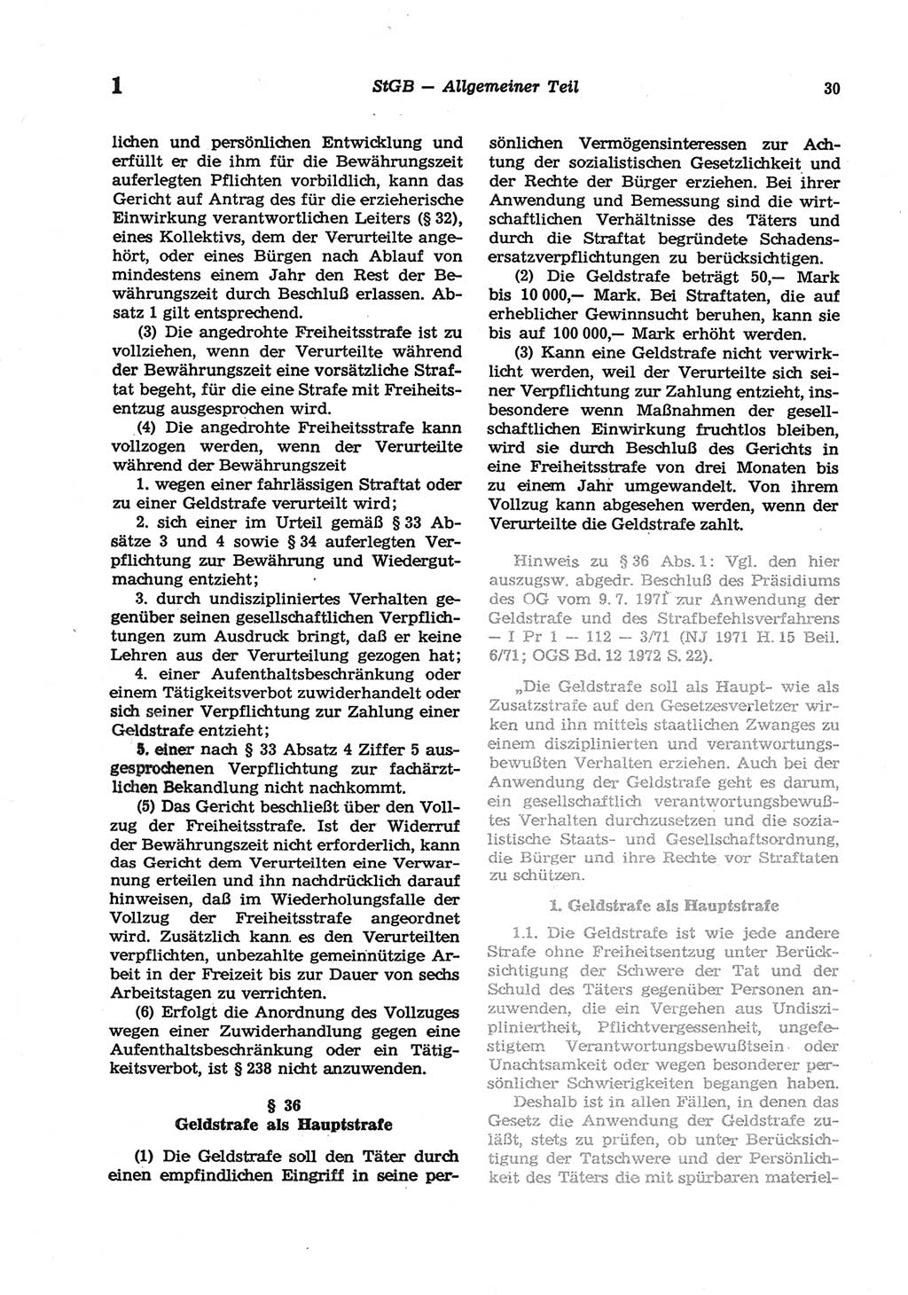Strafgesetzbuch (StGB) der Deutschen Demokratischen Republik (DDR) und angrenzende Gesetze und Bestimmungen 1977, Seite 30 (StGB DDR Ges. Best. 1977, S. 30)