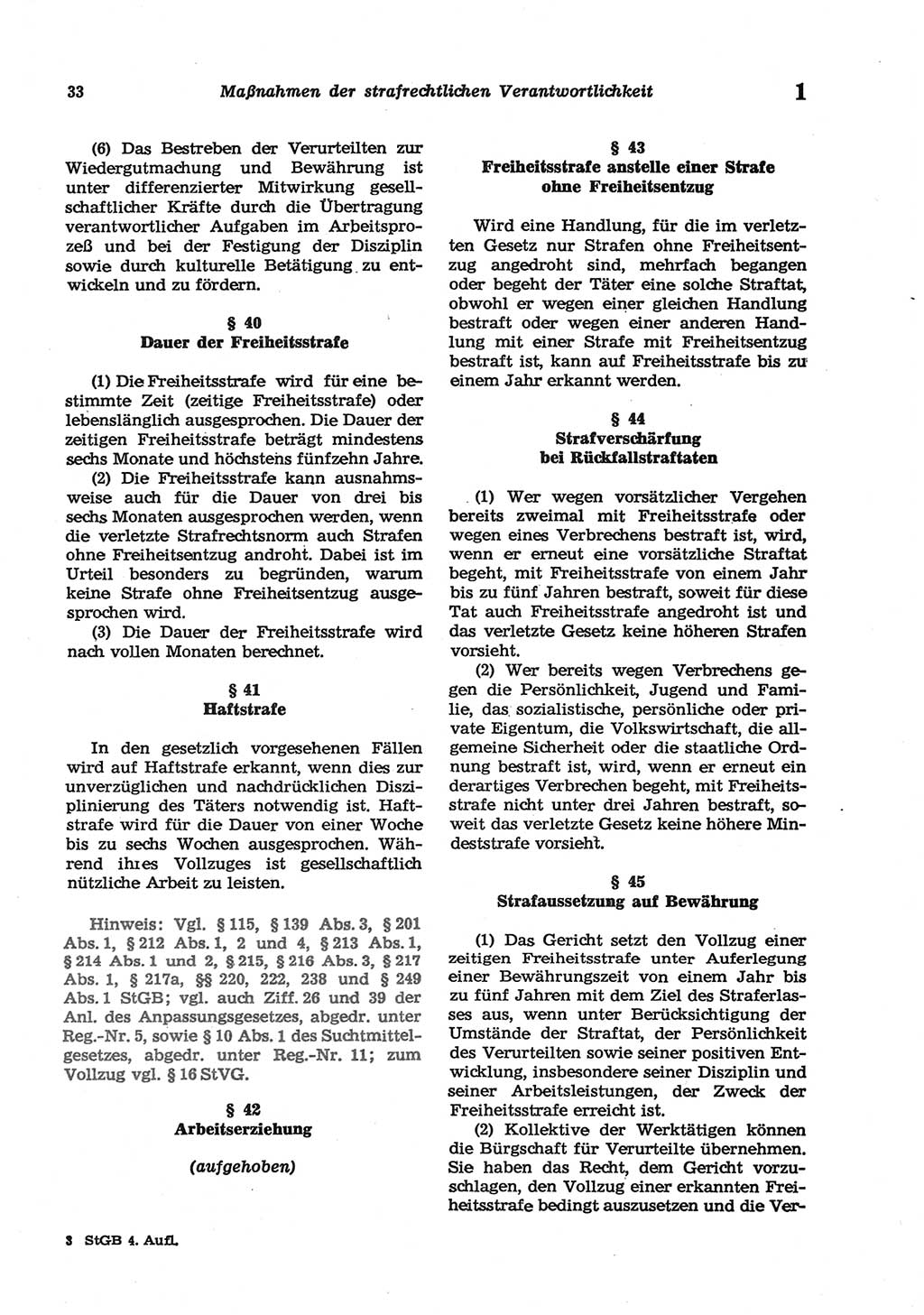 Strafgesetzbuch (StGB) der Deutschen Demokratischen Republik (DDR) und angrenzende Gesetze und Bestimmungen 1977, Seite 33 (StGB DDR Ges. Best. 1977, S. 33)