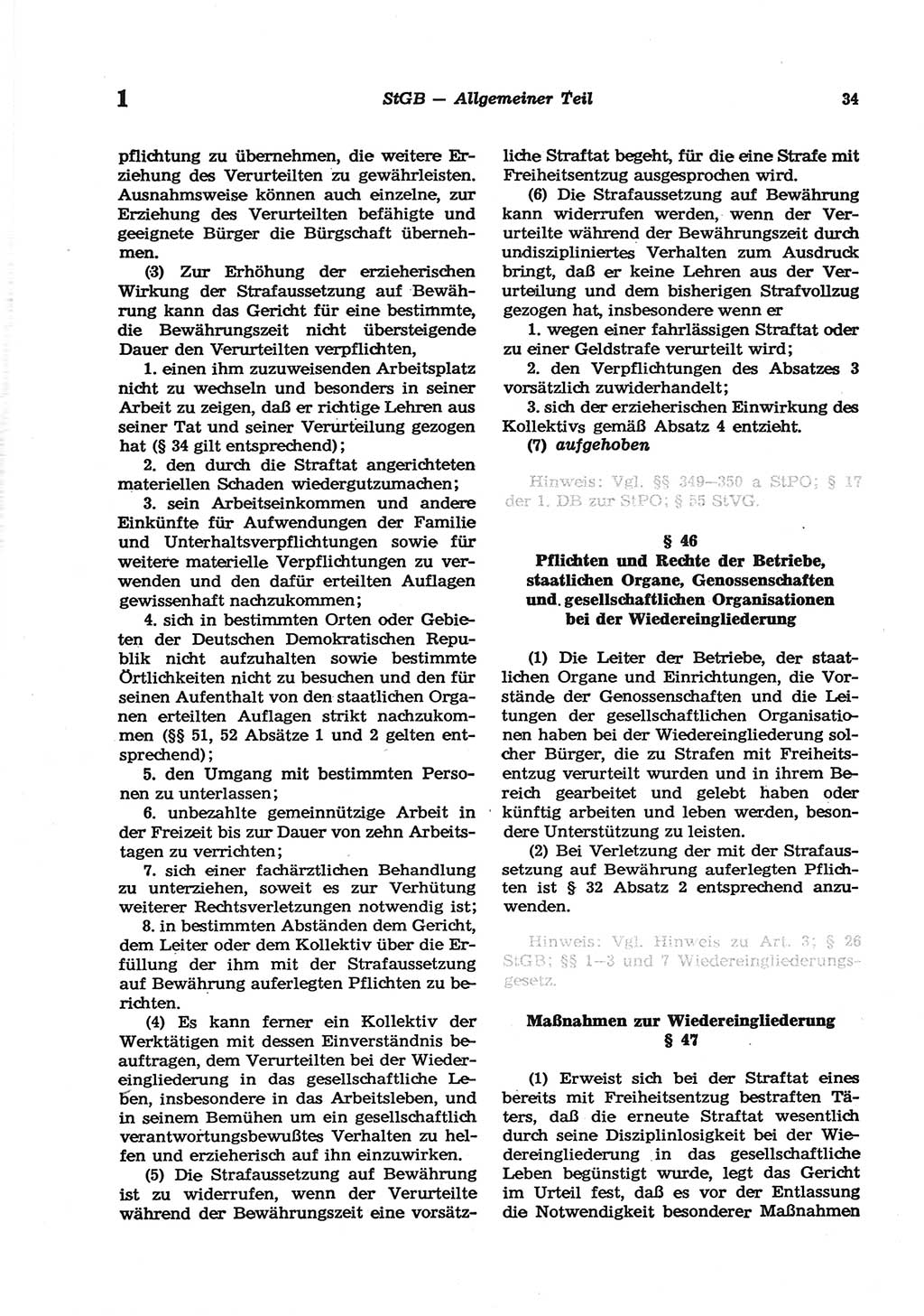 Strafgesetzbuch (StGB) der Deutschen Demokratischen Republik (DDR) und angrenzende Gesetze und Bestimmungen 1977, Seite 34 (StGB DDR Ges. Best. 1977, S. 34)